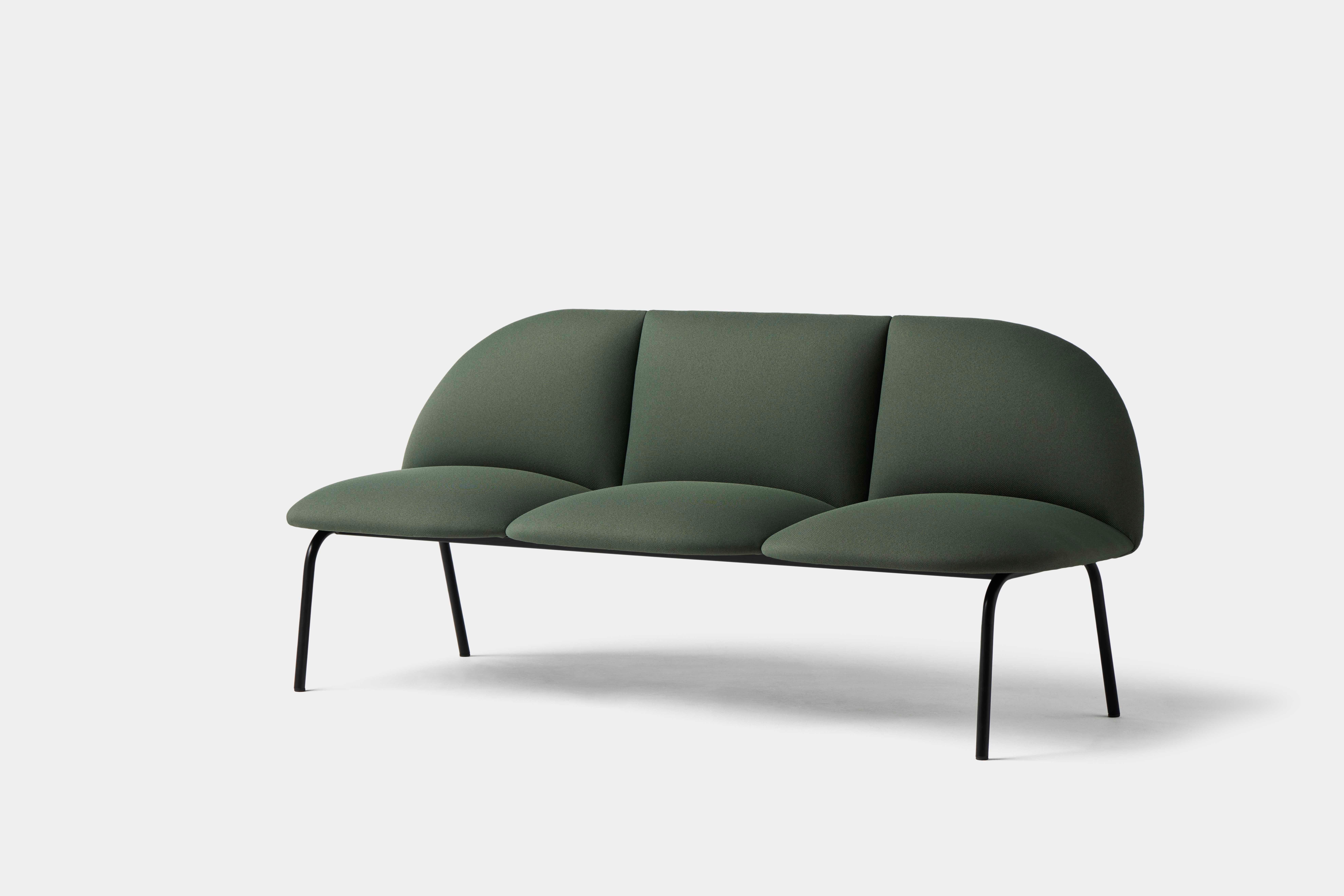 Terra 3 seater sofa by Pepe Albargues
Dimensions: W 192 x D 70 x H 82 x seat 46
Materials: Black painted iron frame and legs for others colours. Foam CMHR (high resilience and flame retardant) for all our cushion filling systems. Seat and backrest