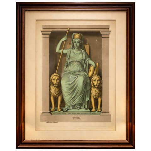 Terra Allegory, Cybele Mother Earth, Antique Hand-Colored Engraving 1815