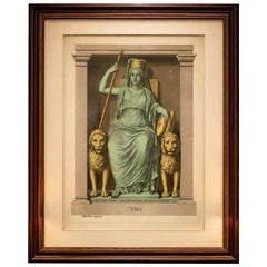 Terra Allegory, Cybele Mother Earth, Antique Hand-Colored Engraving 1815