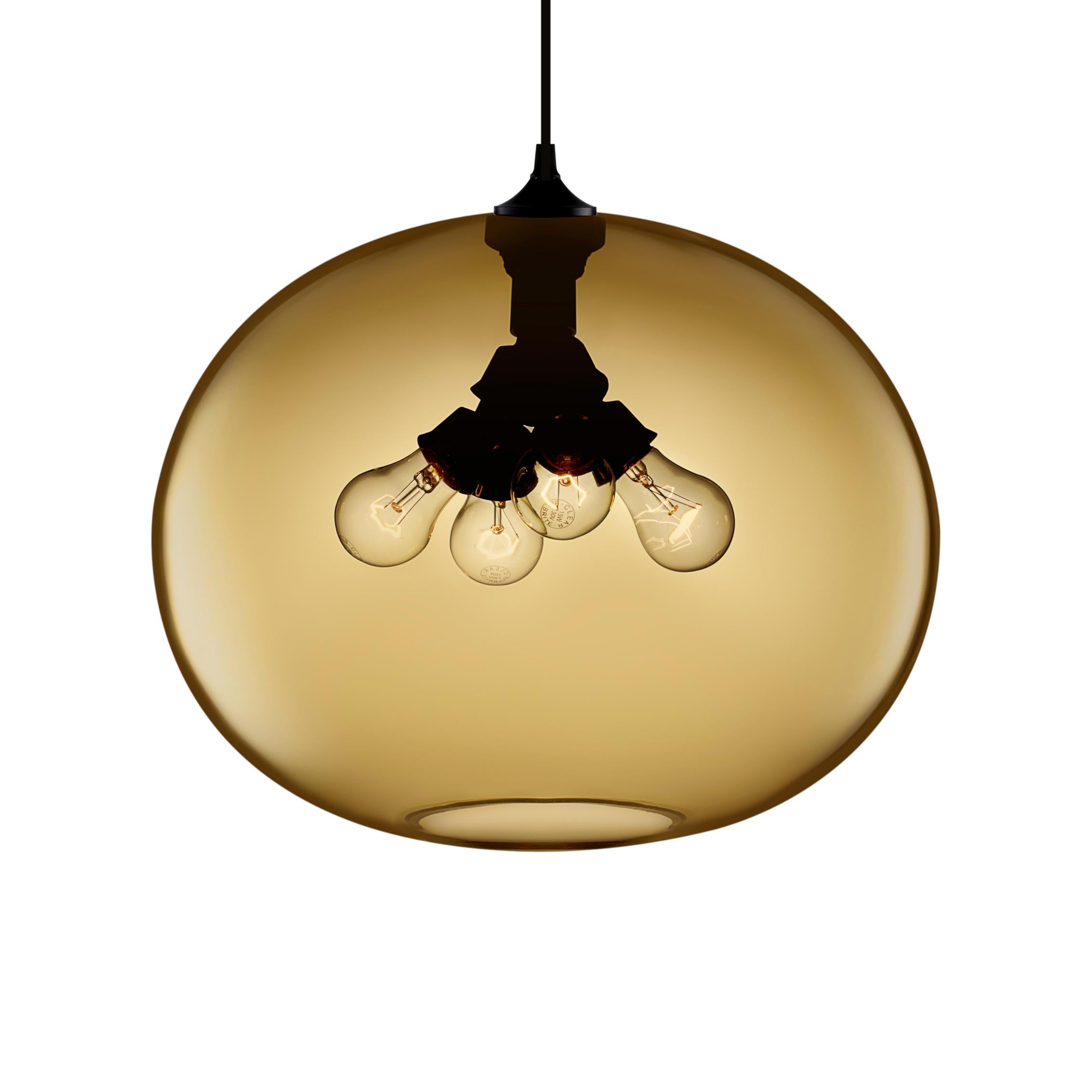 American Terra Amber Handblown Modern Glass Pendant Light, Made in the USA For Sale