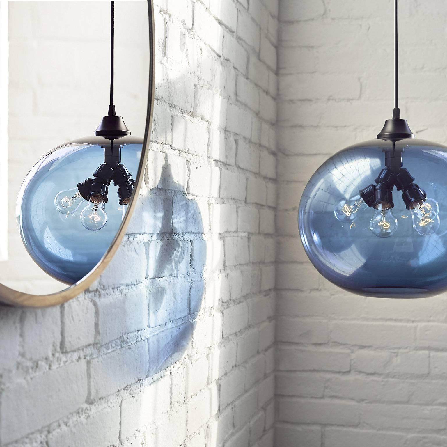 Terra Amber Handblown Modern Glass Pendant Light, Made in the USA For Sale 2