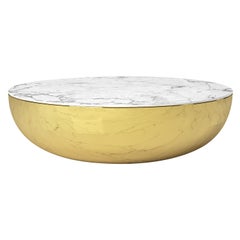 Terra Bass Coffee Table in Brass with White Satuario Marble Top 