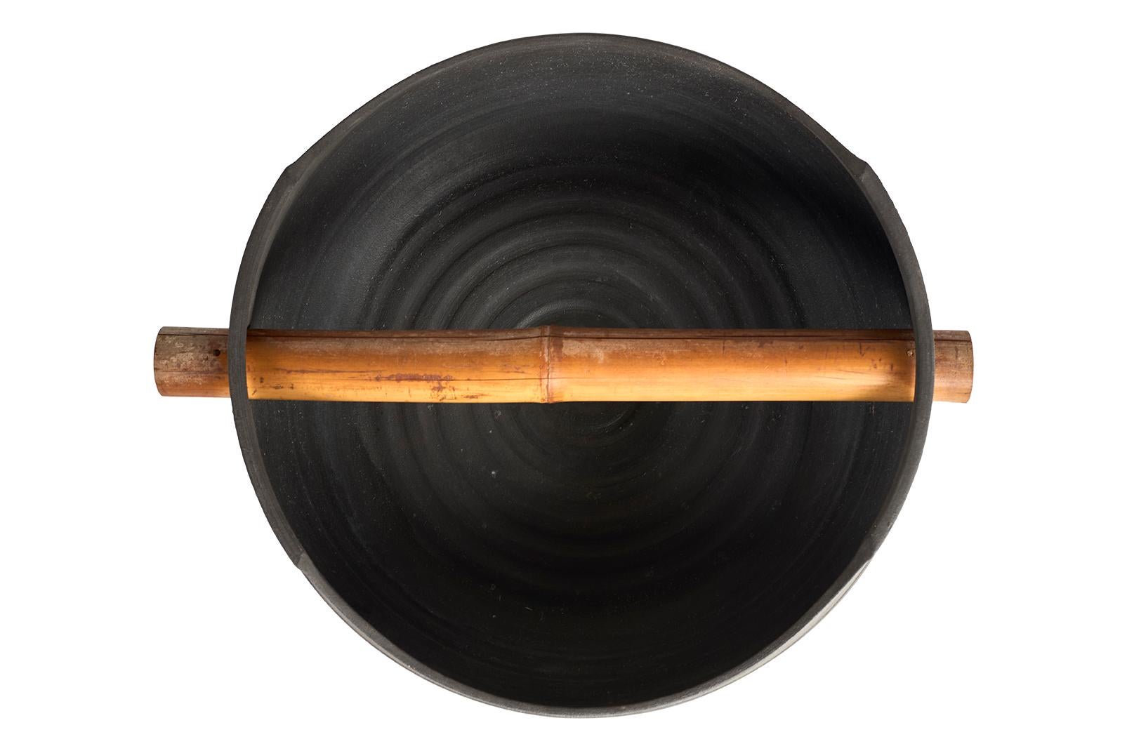 Terra Cotta Bowl with Bamboo Handle 2