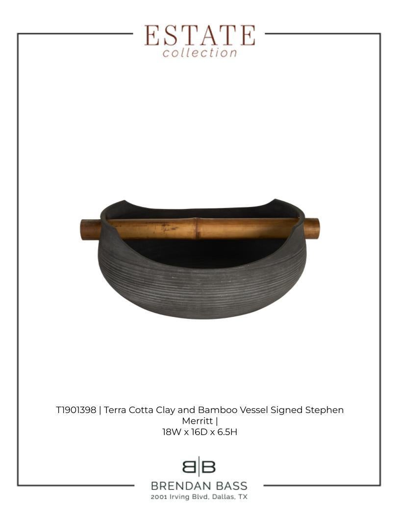 Terra Cotta Bowl with Bamboo Handle 3