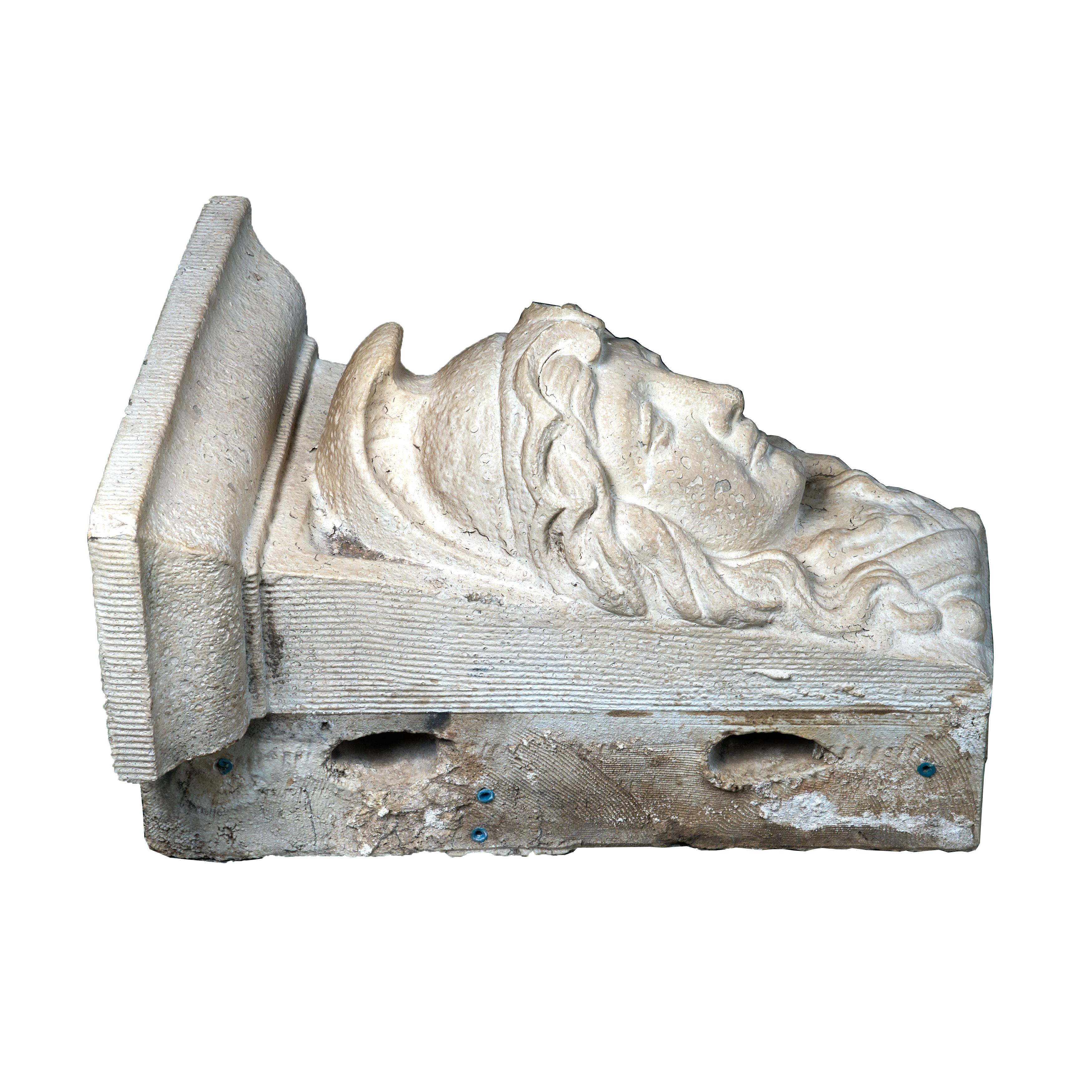 Terra Cotta Building Keystone with Face of Lovely Maiden In Good Condition For Sale In Chicago, IL
