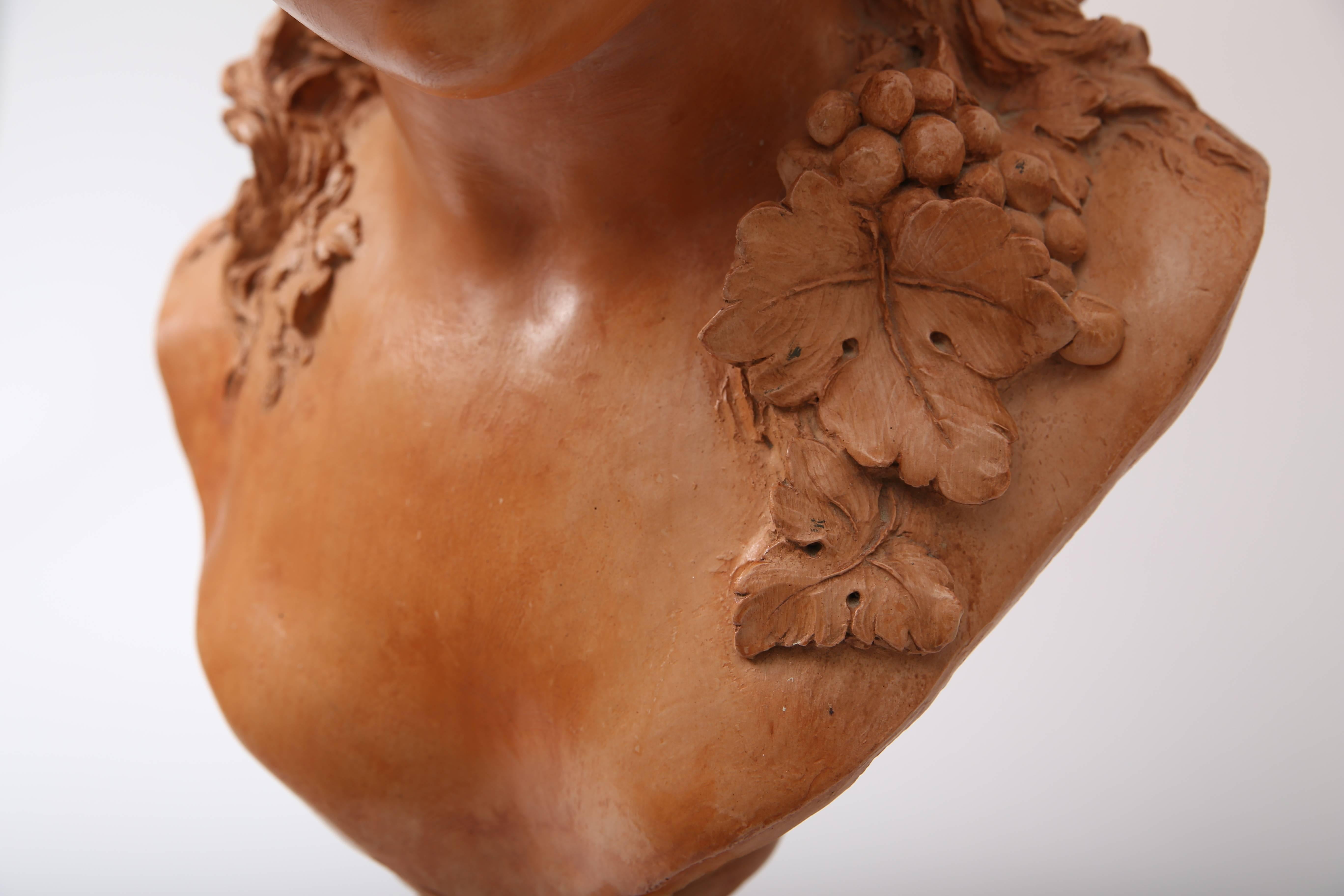 Terra Cotta Bust of a Bacchanalian Young Girl In Good Condition In West Palm Beach, FL