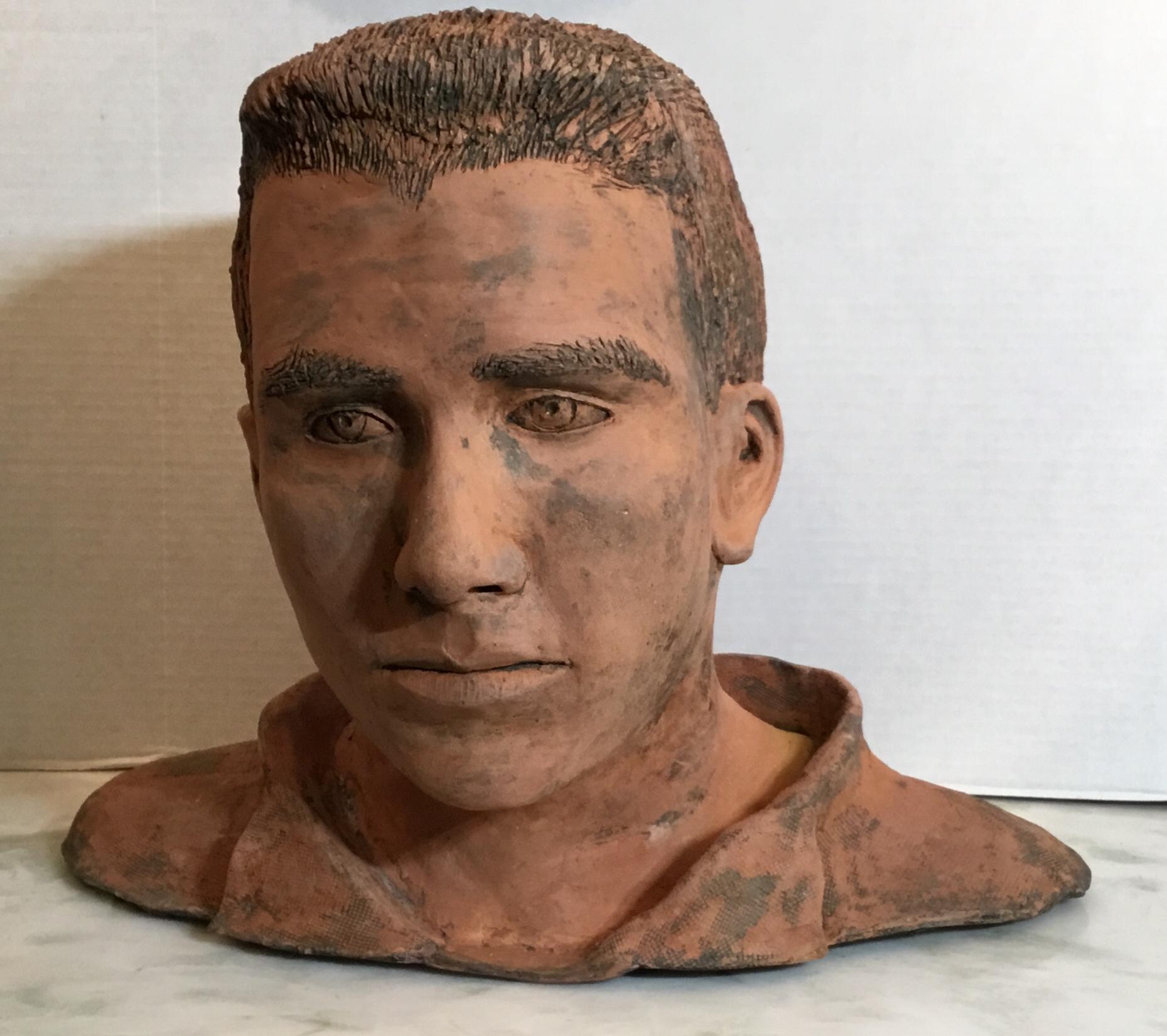 Terra Cotta Bust of a Handsome Man Signed M.D 6