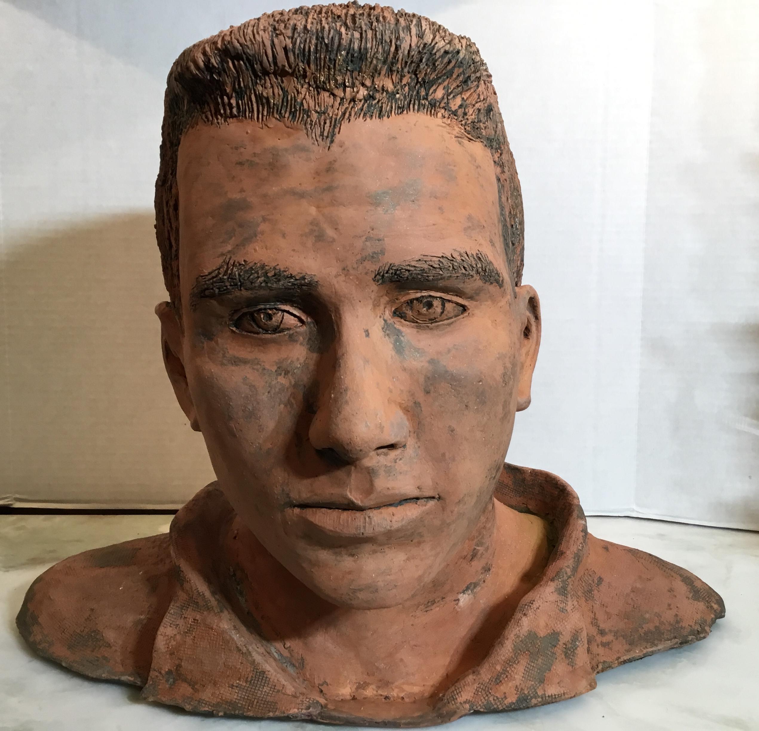 Terra Cotta Bust of a Handsome Man Signed M.D 11