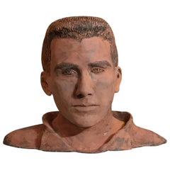 Terra Cotta Bust of a Handsome Man Signed M.D