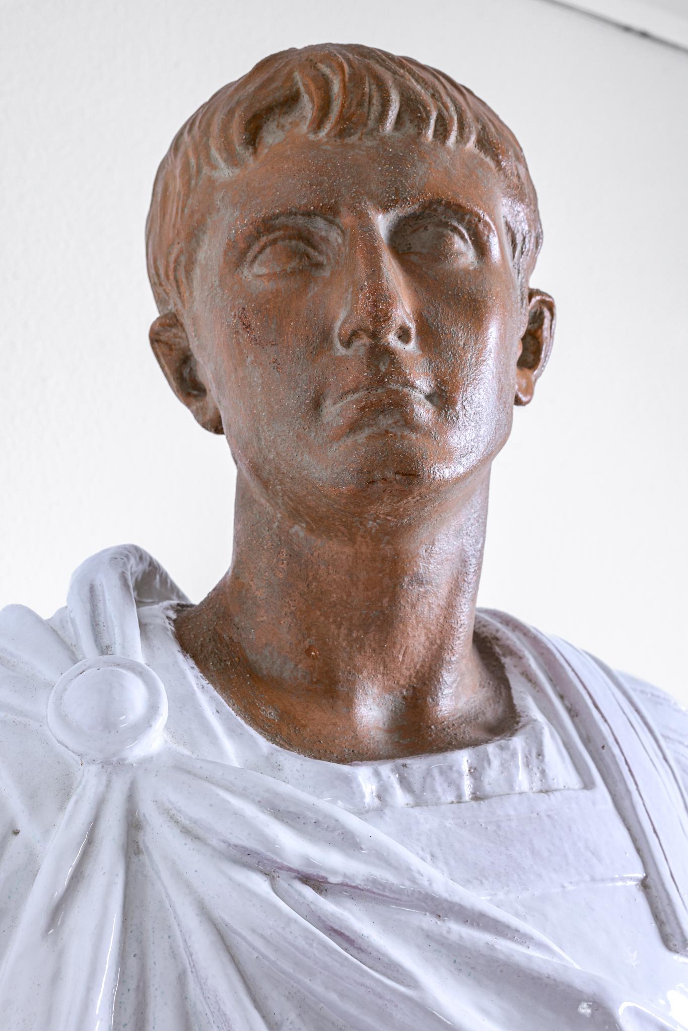 Fired Terra-Cotta Bust of a Roman Senator For Sale