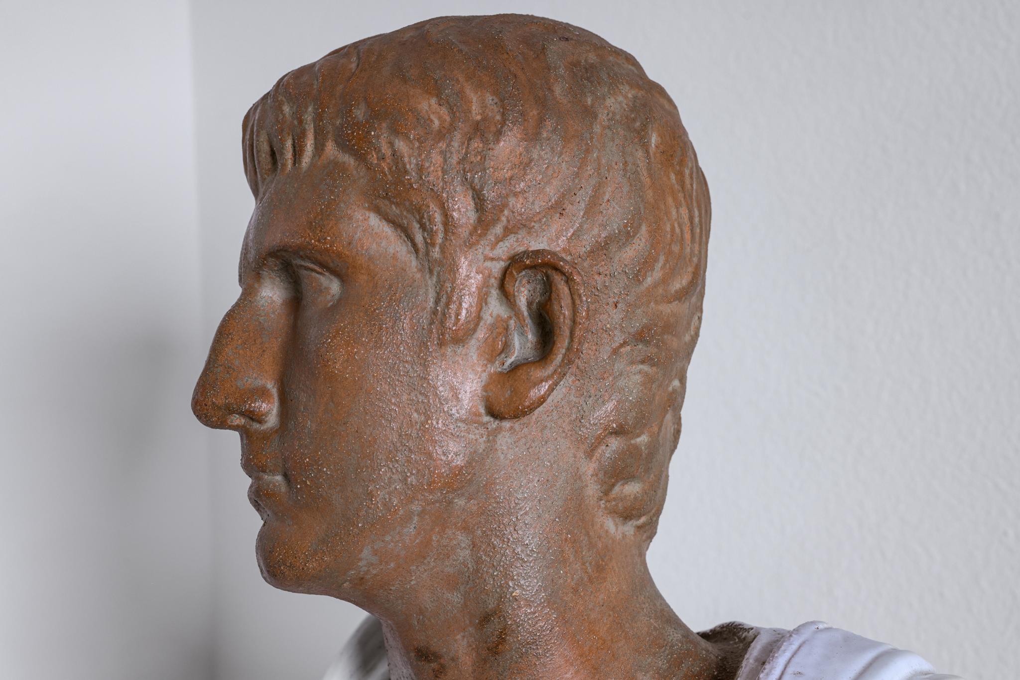 Terra-Cotta Bust of a Roman Senator In Good Condition For Sale In Palm Desert, CA