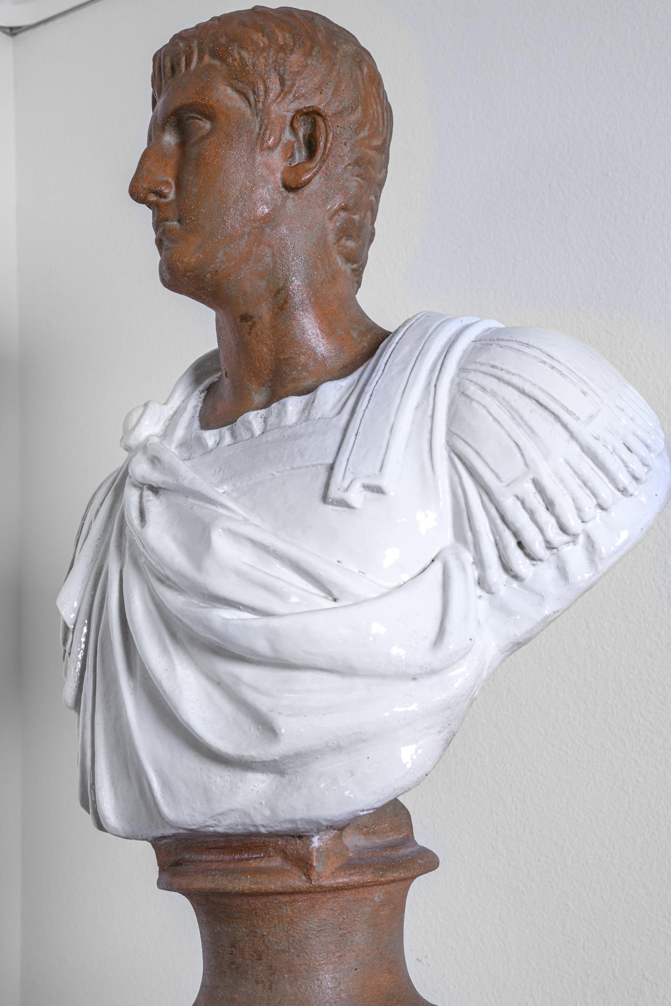 Mid-20th Century Terra-Cotta Bust of a Roman Senator For Sale