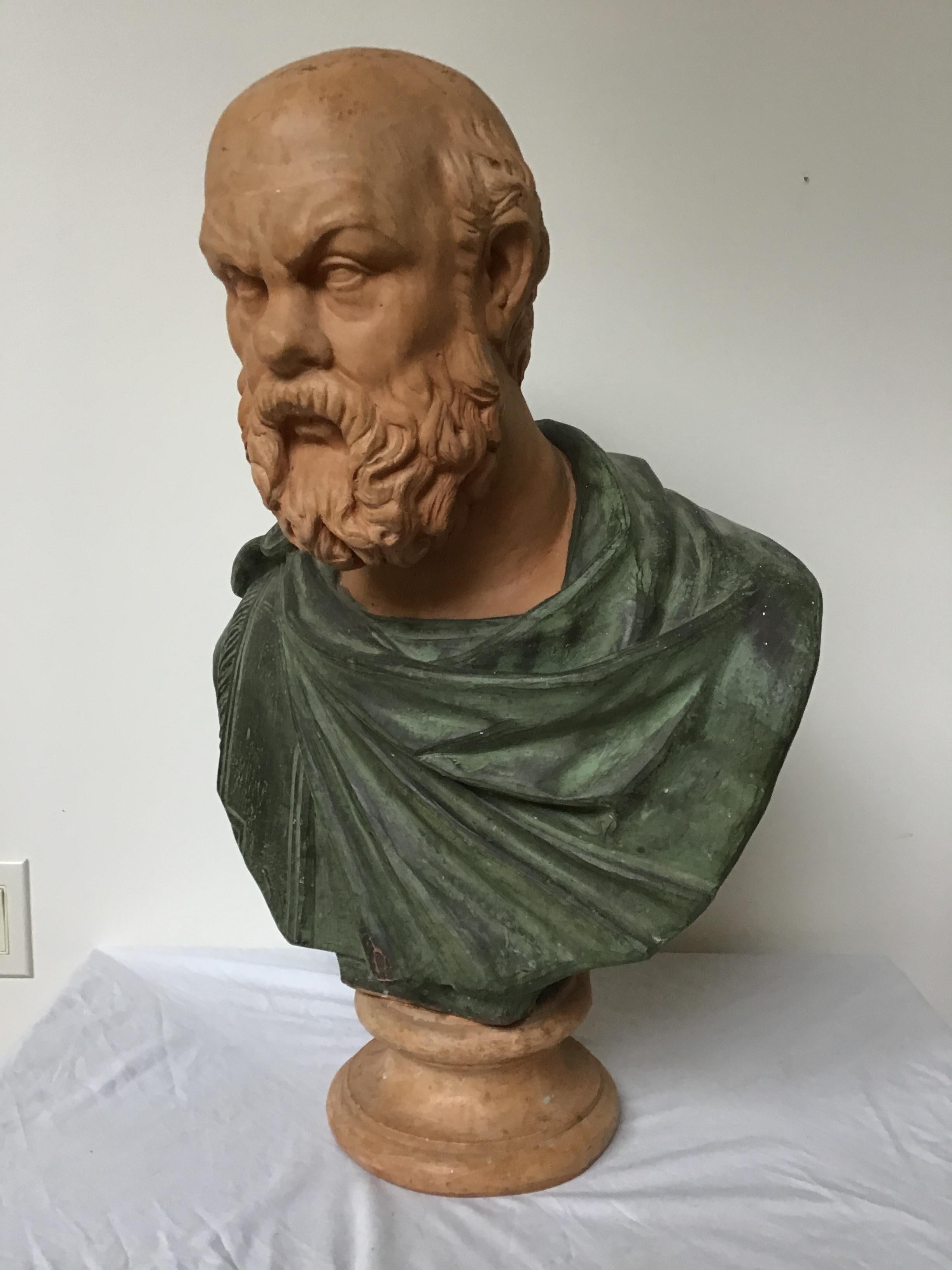 Terracotta bust of Socrates.