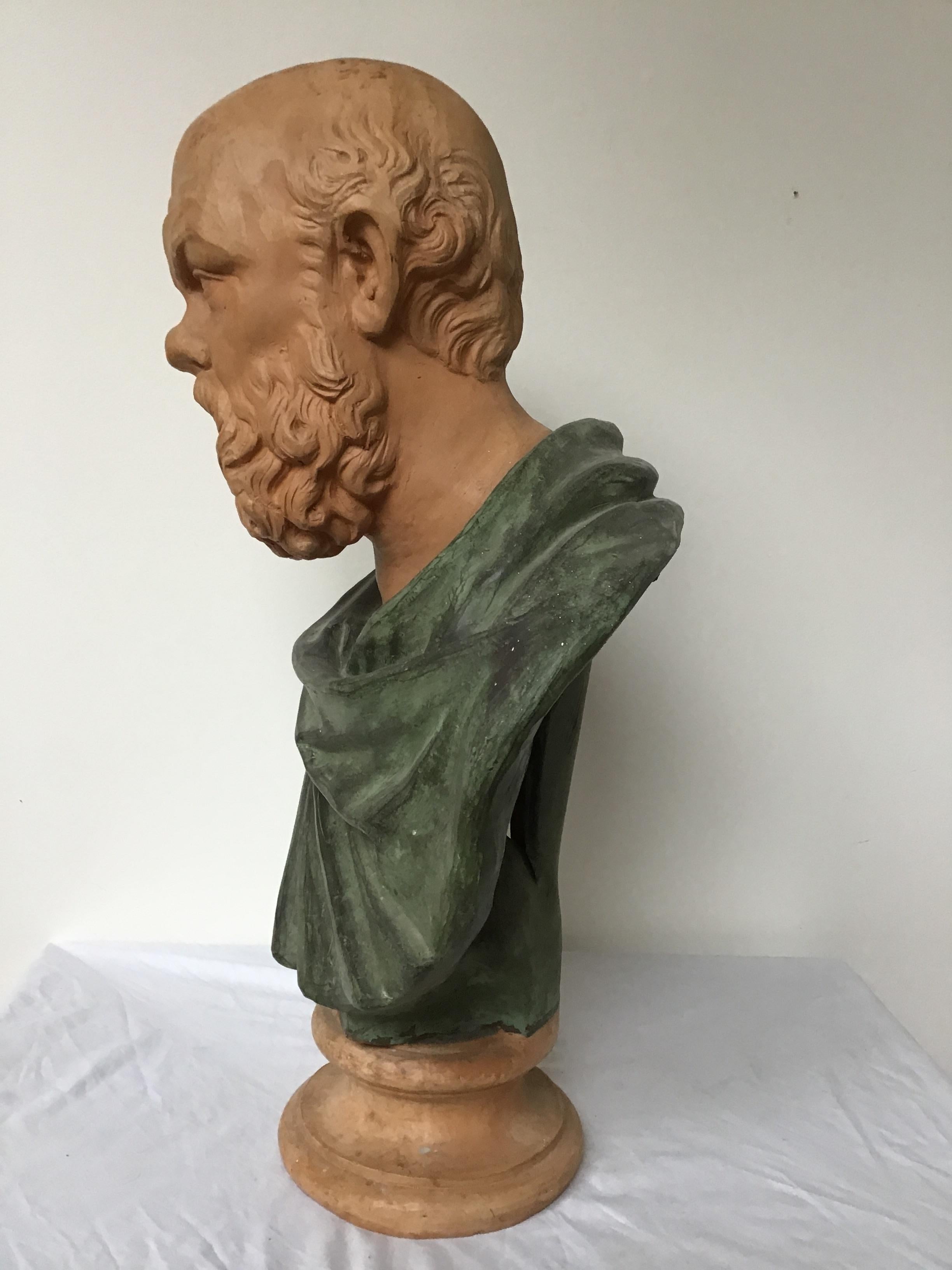 Terracotta Bust of Socrates In Good Condition In Tarrytown, NY
