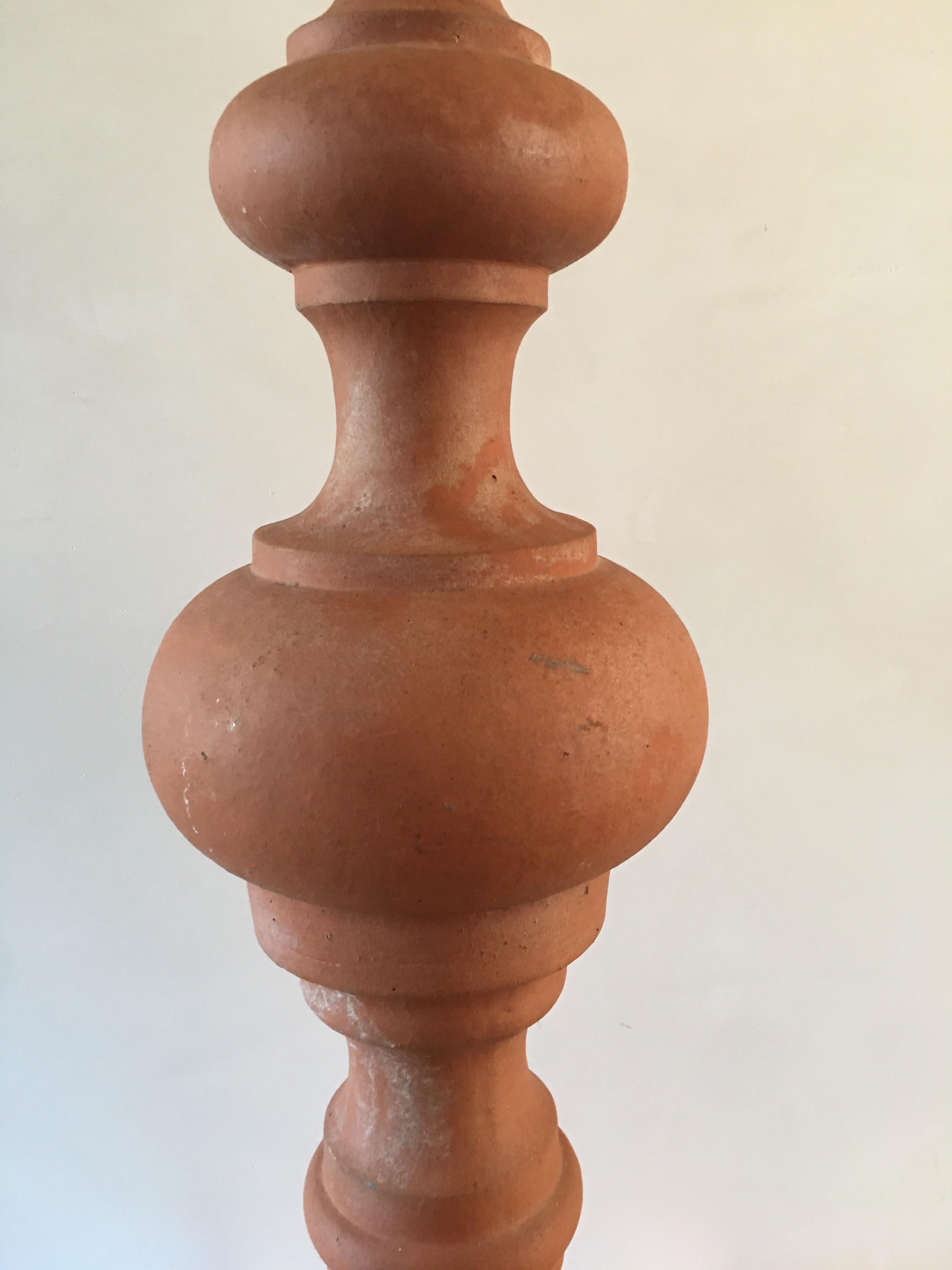 French Terra Cotta Chimney Top Lamp For Sale