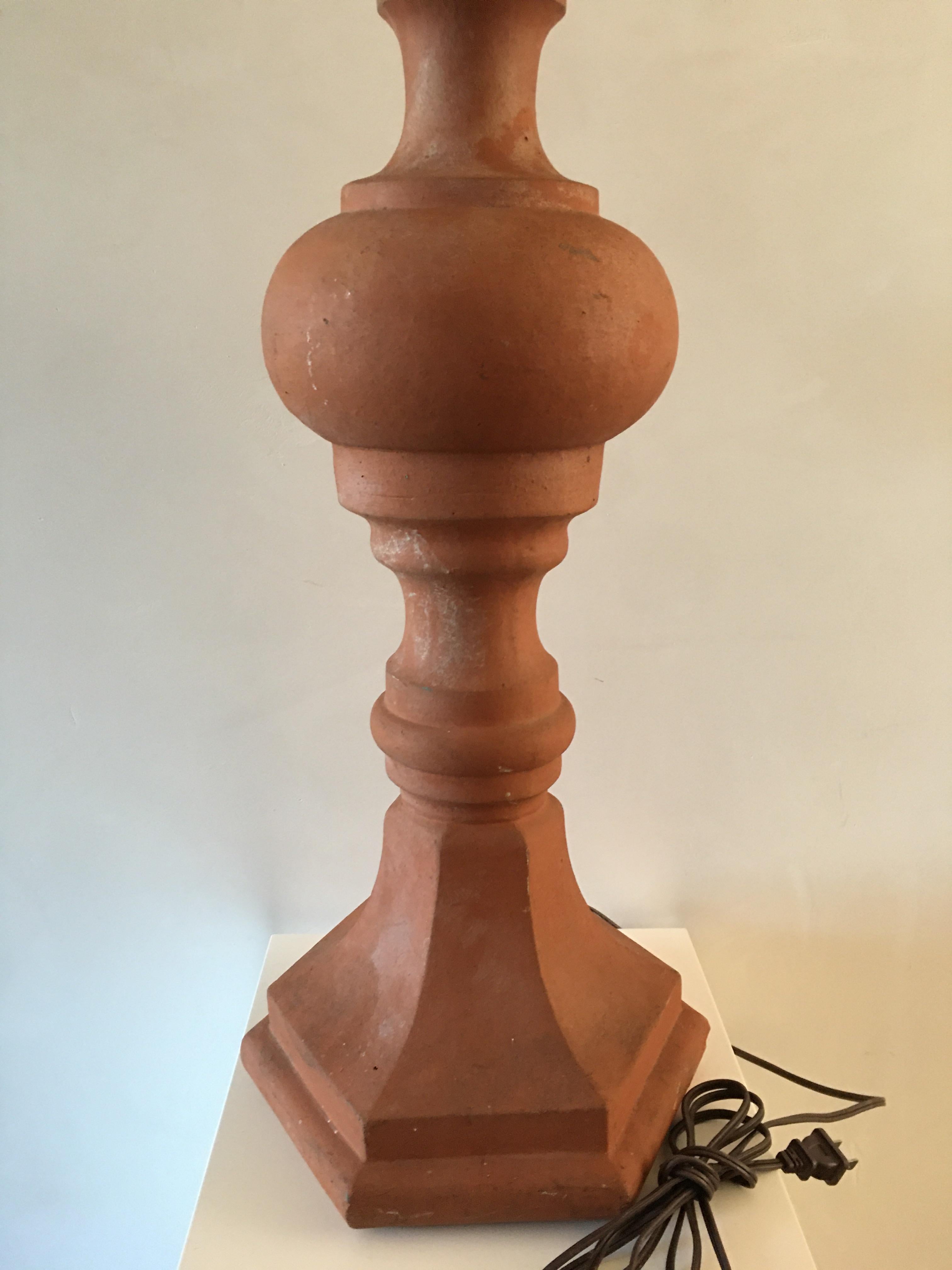 Terra Cotta Chimney Top Lamp In Good Condition For Sale In Carmel, CA