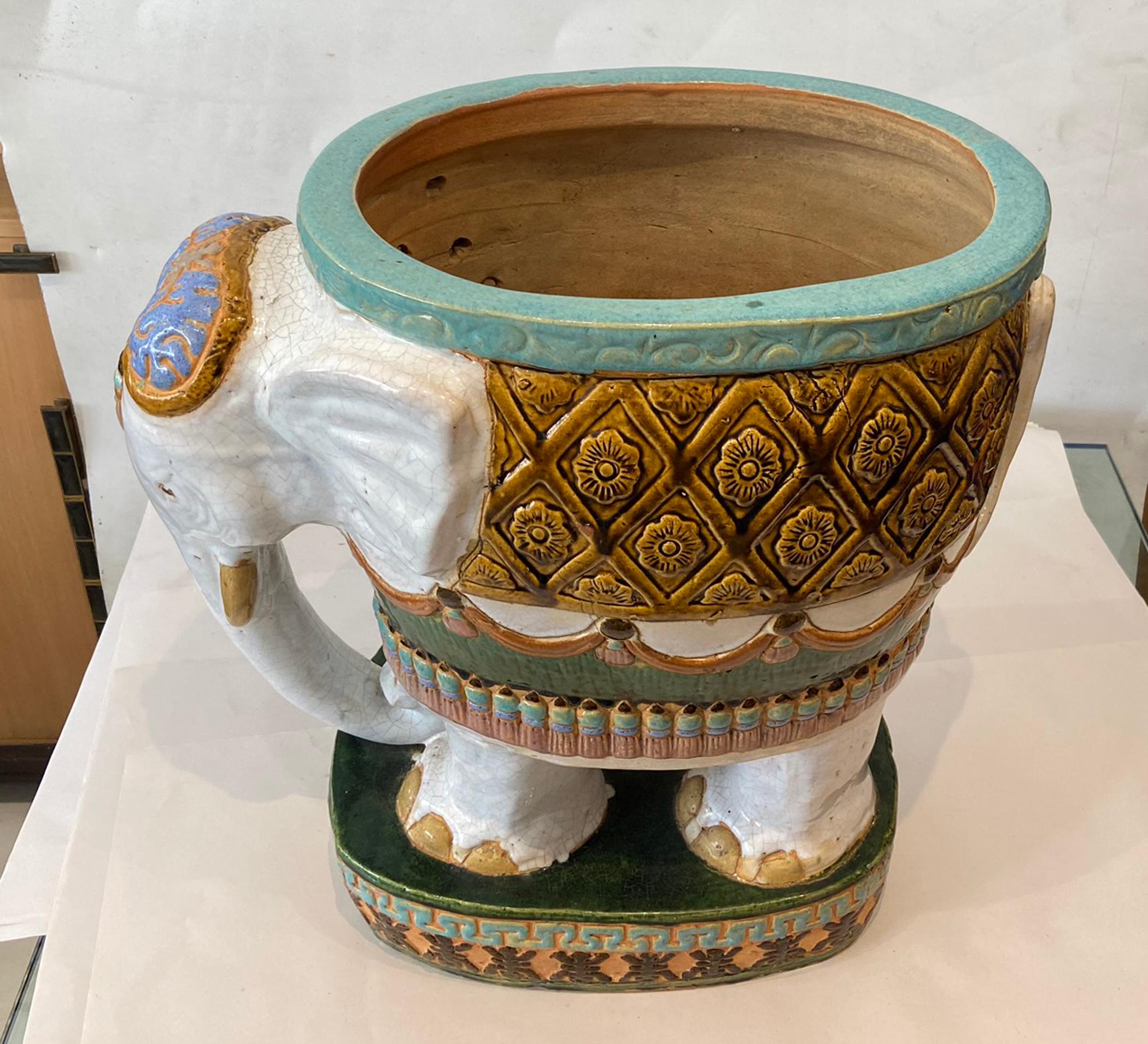 Terracotta Elephant Planter In Good Condition In West Palm Beach, FL