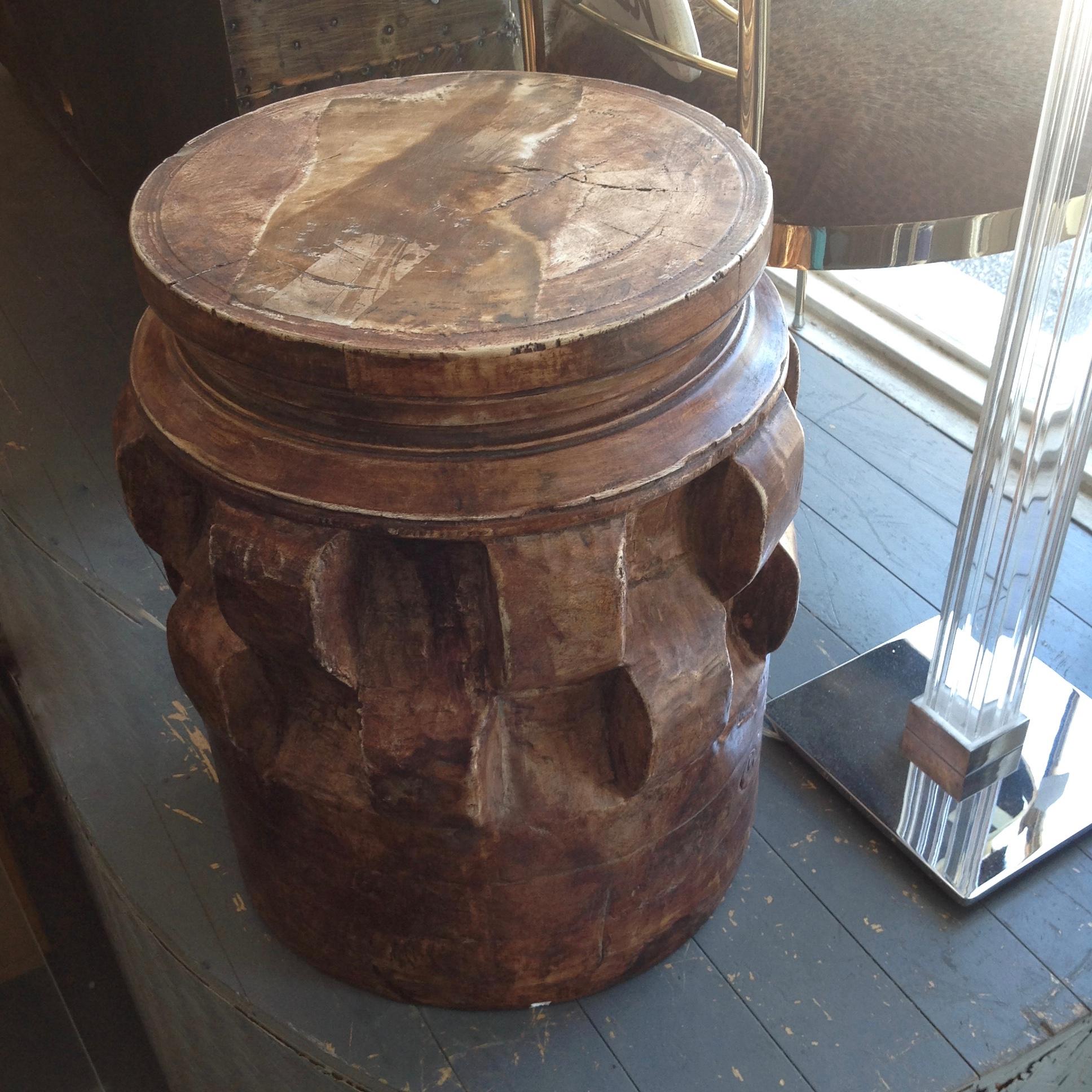 Mid-20th Century Terra Cotta Faux Bois Garden Seat