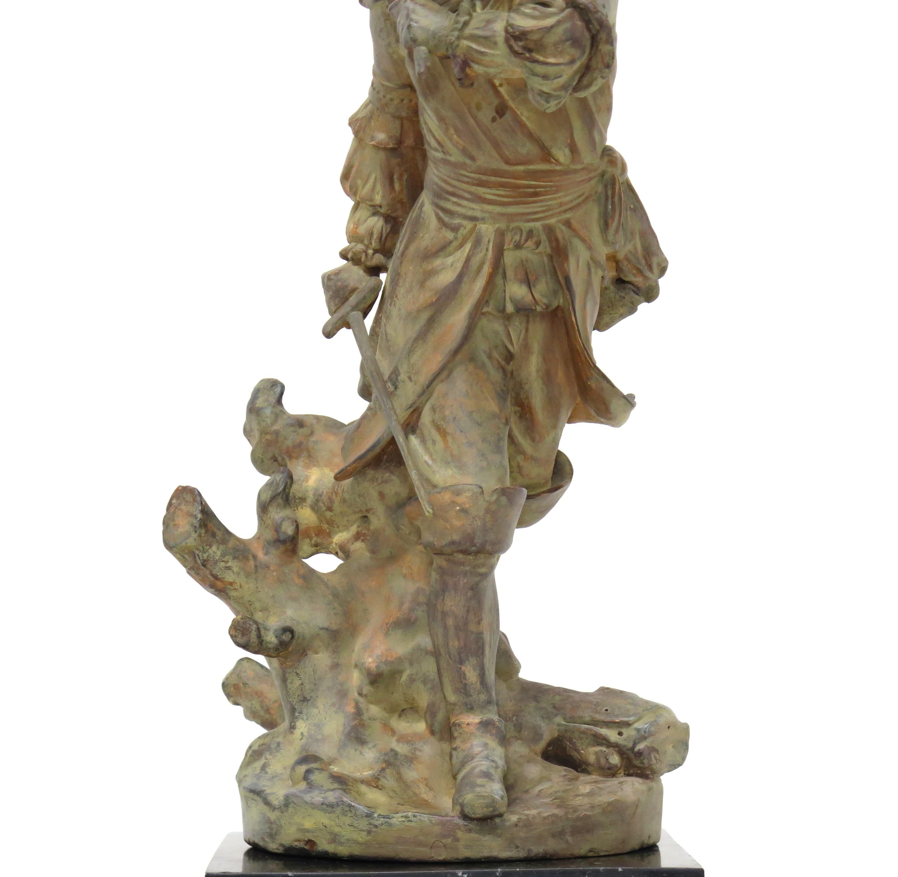 Terra Cotta Figure After the Bronze by Pierre-Jean David d'Angers 1788 In Good Condition For Sale In Dallas, TX