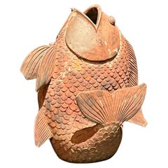 Terra Cotta Koi Fish Planter Garden Ornament