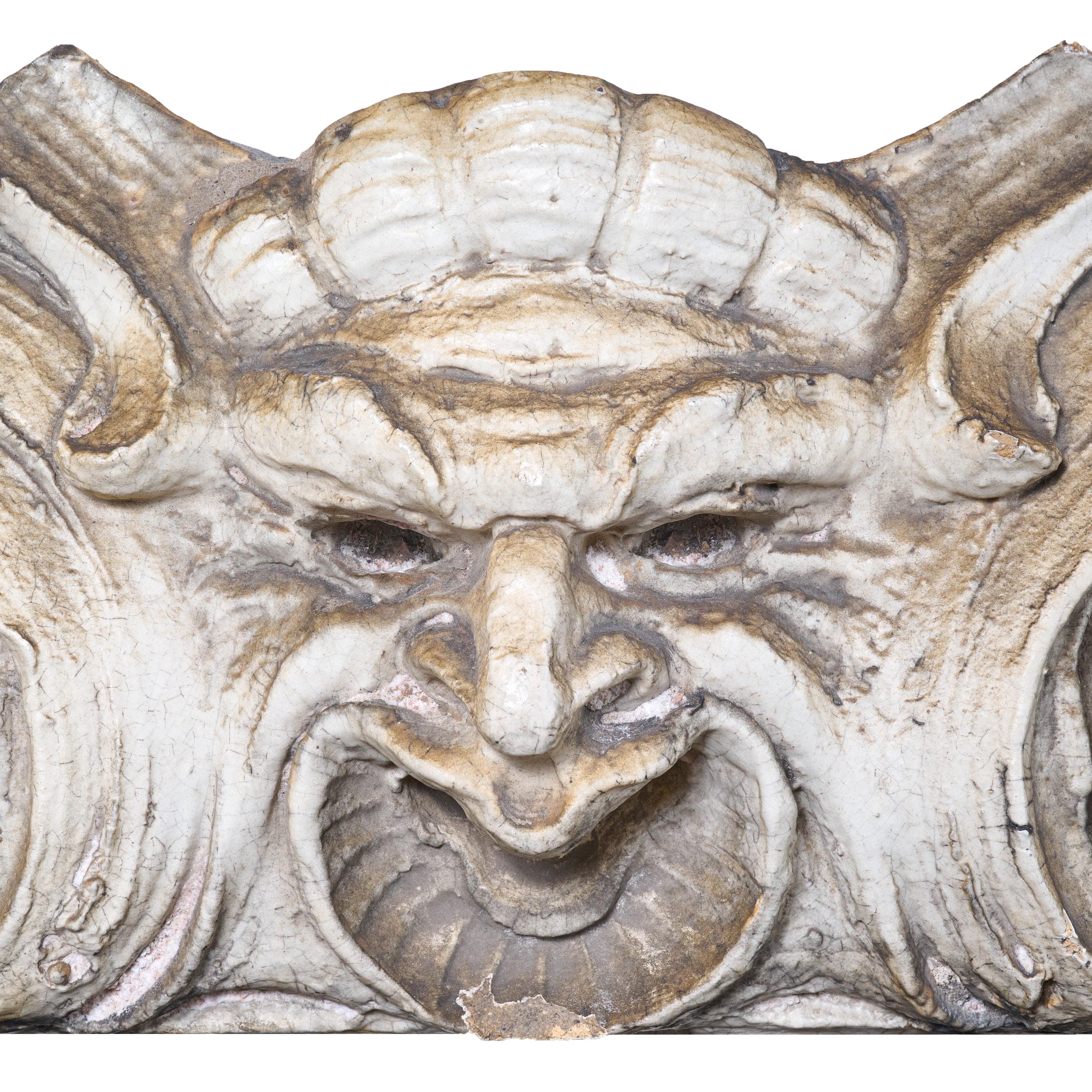 Terra Cotta Mascaron from a Building Facade In Good Condition For Sale In Chicago, IL