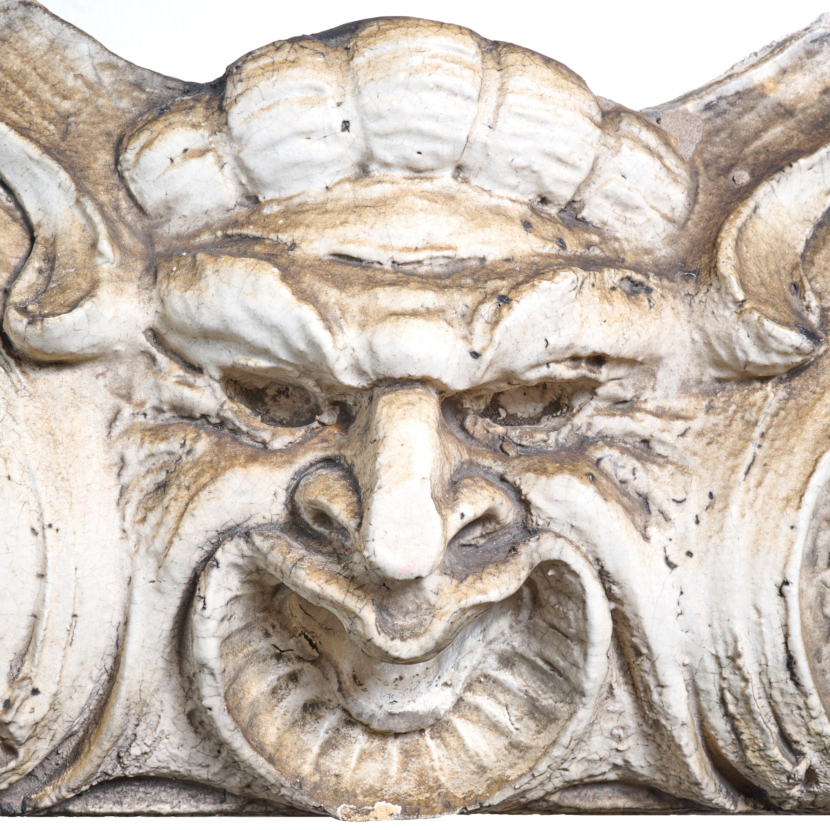 Terra Cotta Mascaron from a Building Facade In Good Condition For Sale In Chicago, IL