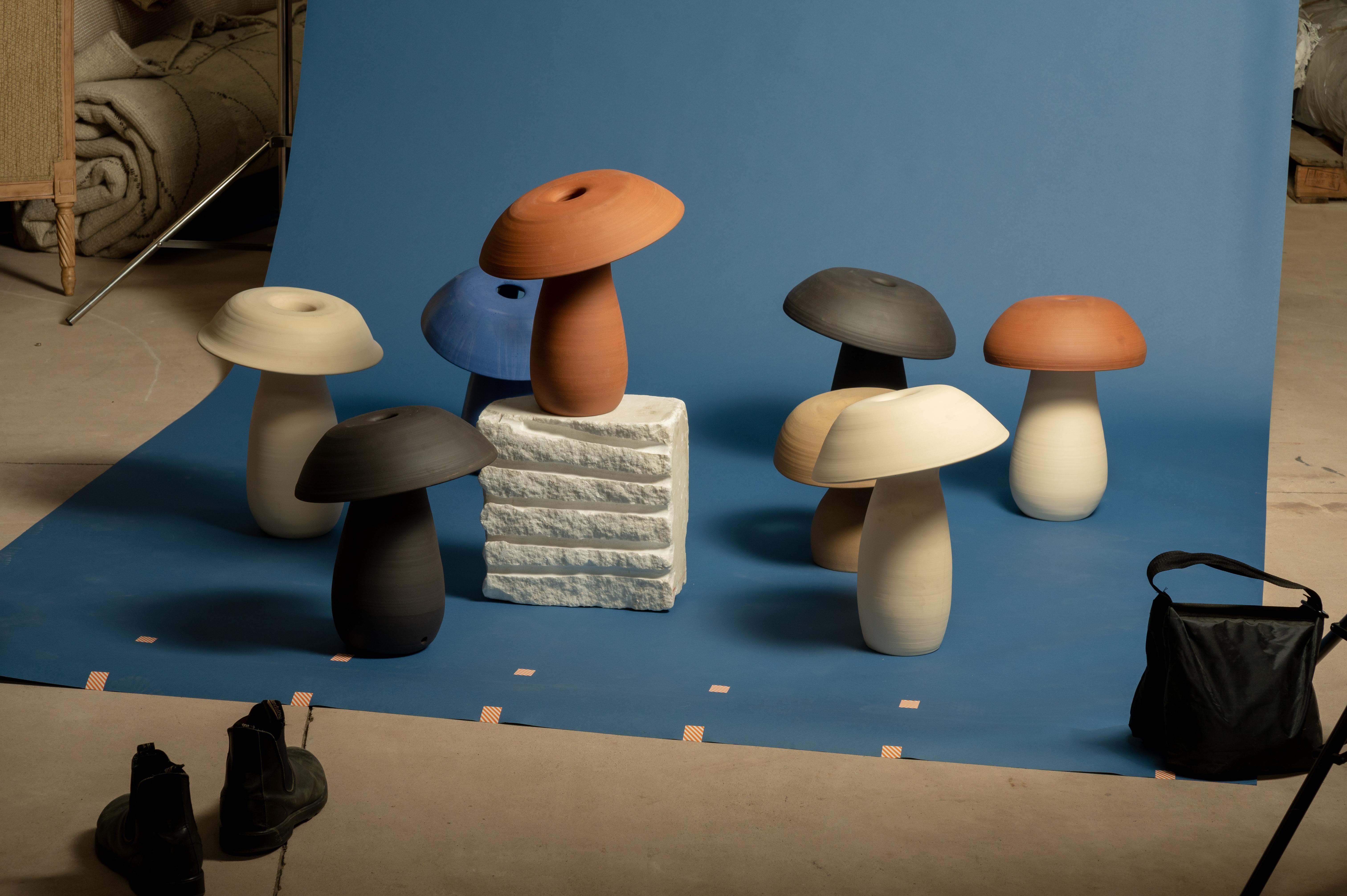 American Terra-Cotta Raw Small Mushroom Lamp by Nick Pourfard For Sale