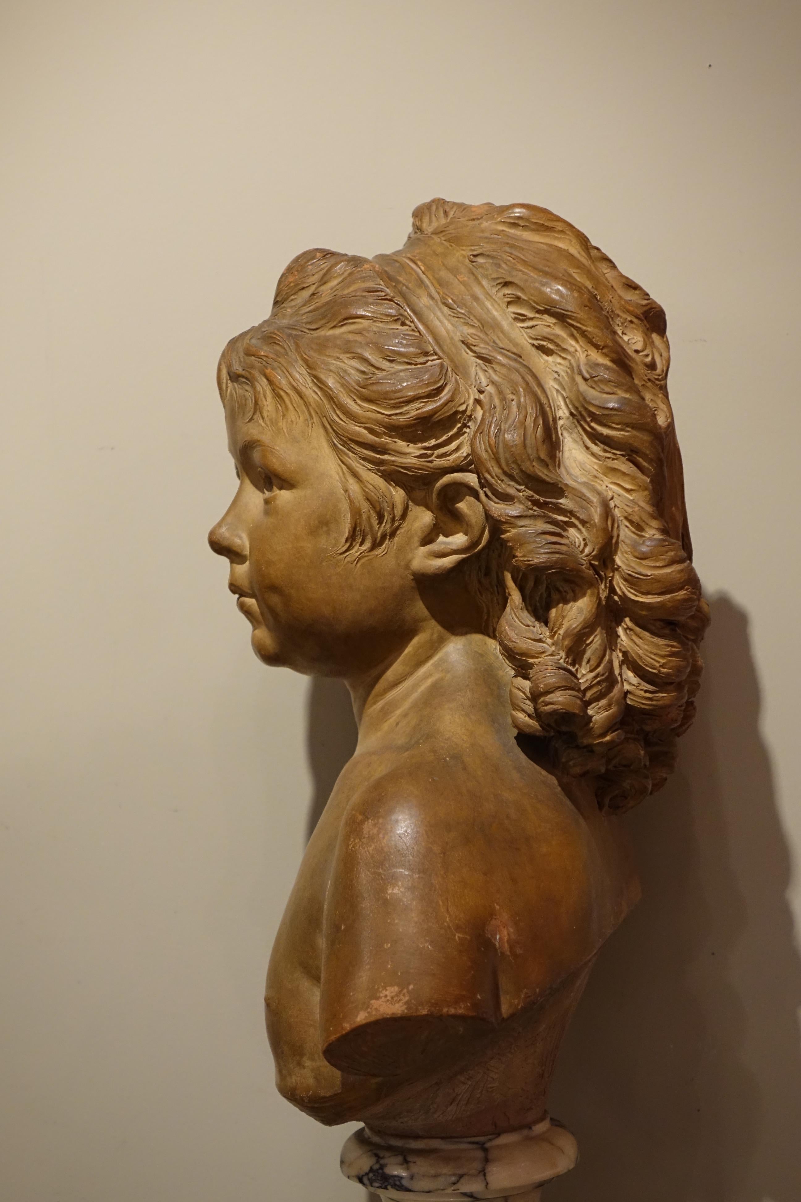 Hand-Crafted Terra-Cotta Sculpture Bust of Sabine Houdon, Jean Antoine Houdon