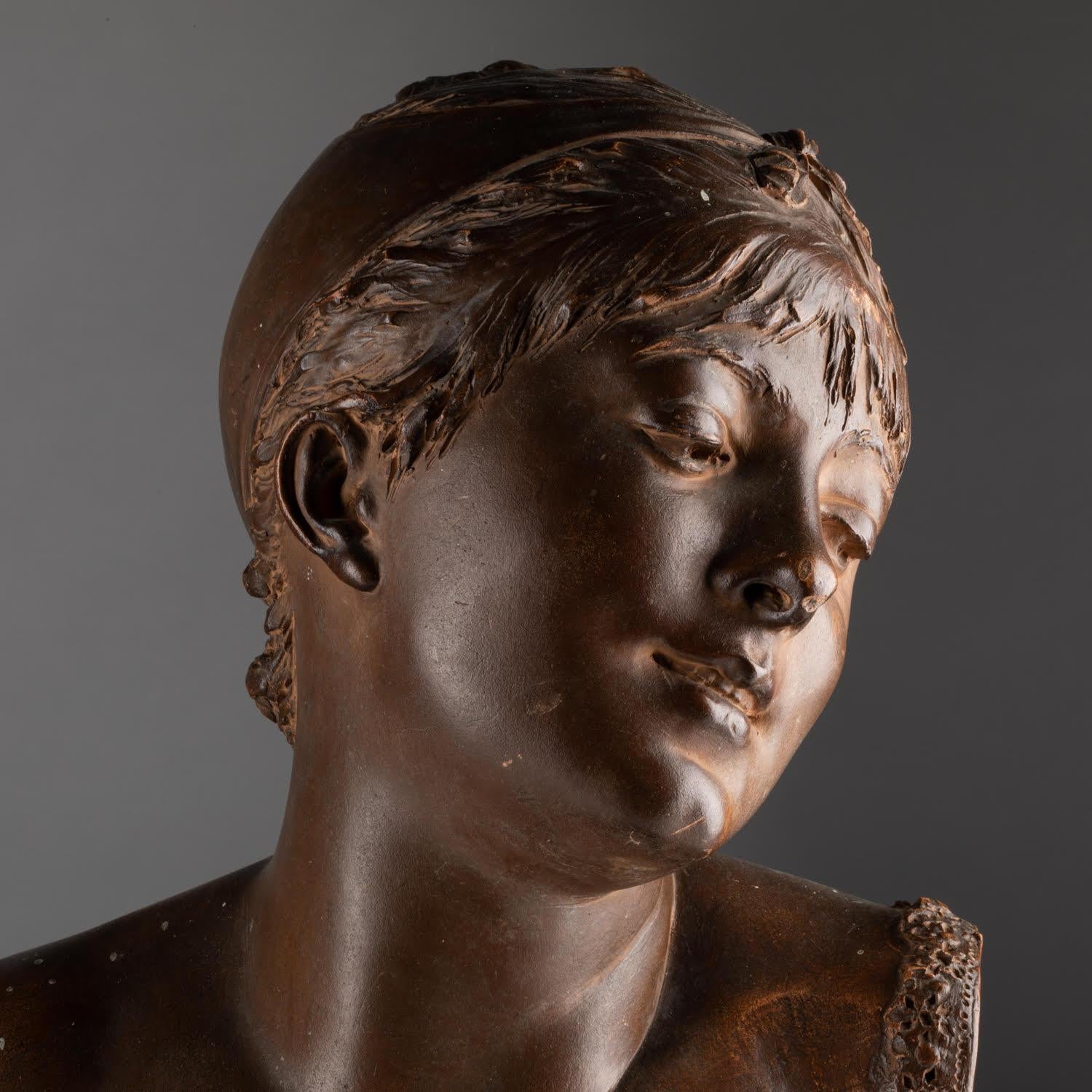 Francese Scultura in terracotta di Carrier-Belleuse, XIX secolo, Napoleone III. in vendita