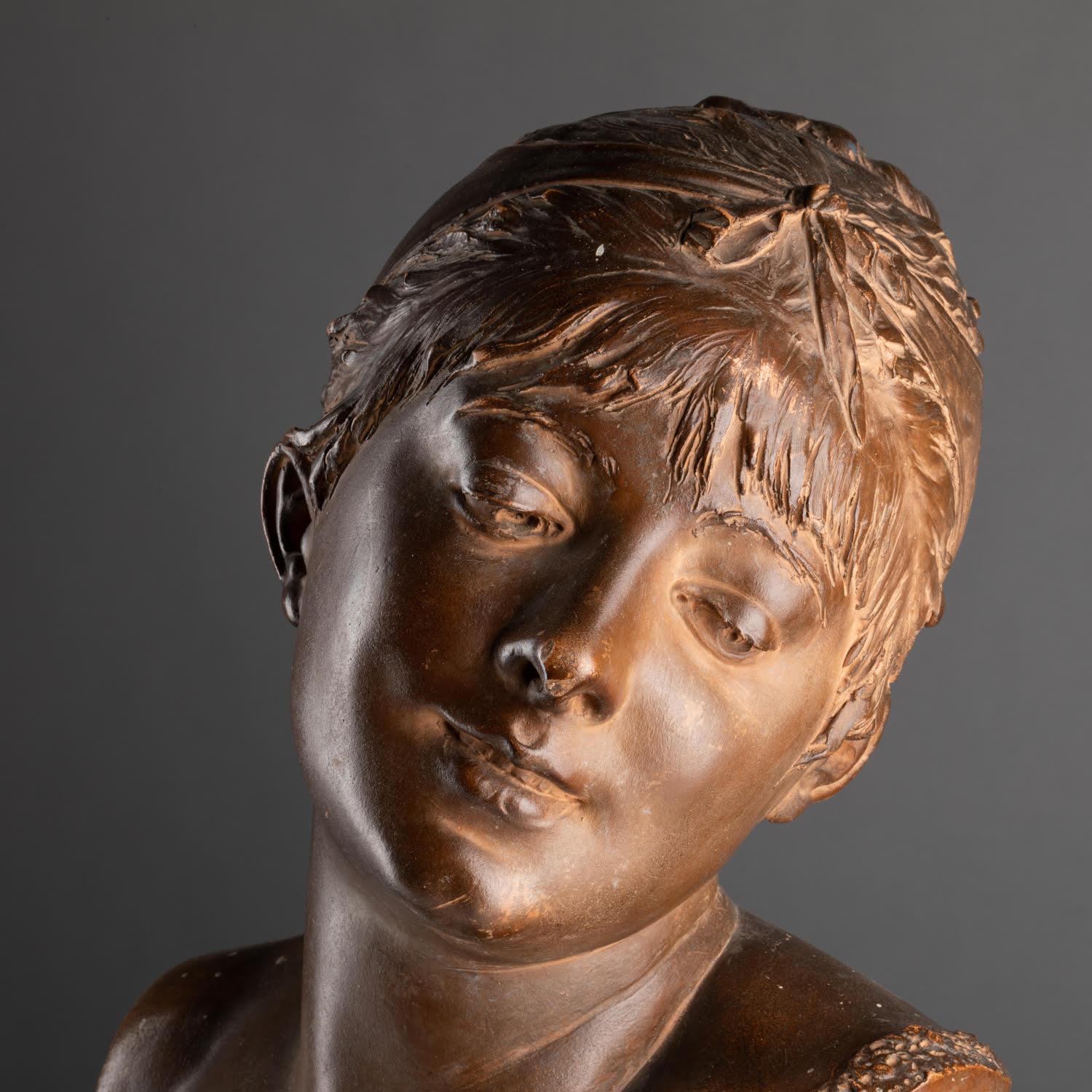 Scultura in terracotta di Carrier-Belleuse, XIX secolo, Napoleone III. In condizioni buone in vendita a Saint-Ouen, FR