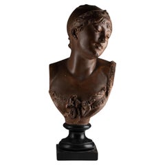 Terra Cotta Sculpture by Carrier-Belleuse, 19th Century, Napoleon III.
