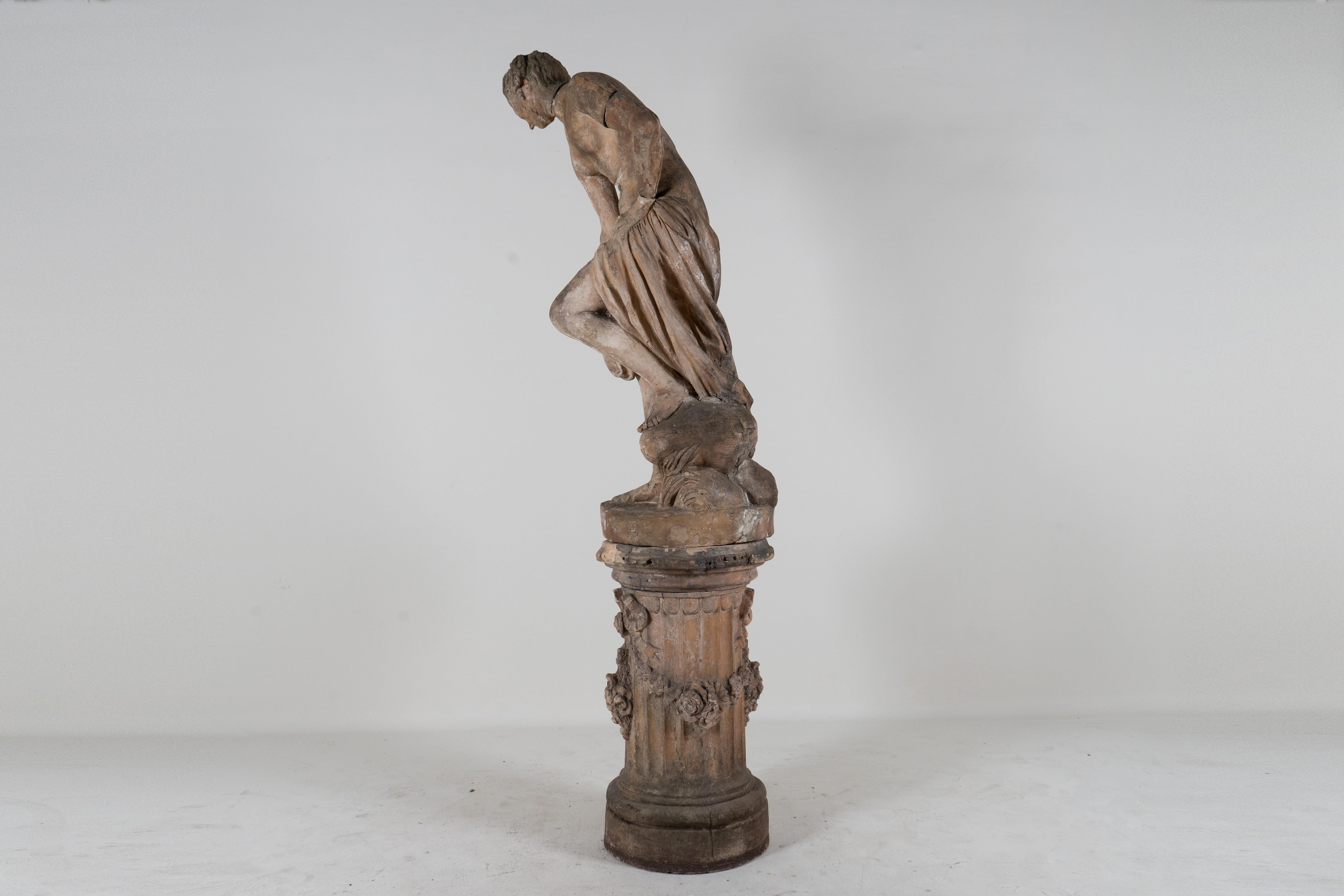 19th Century Terra Cotta Sculpture of the Bathing Venus For Sale