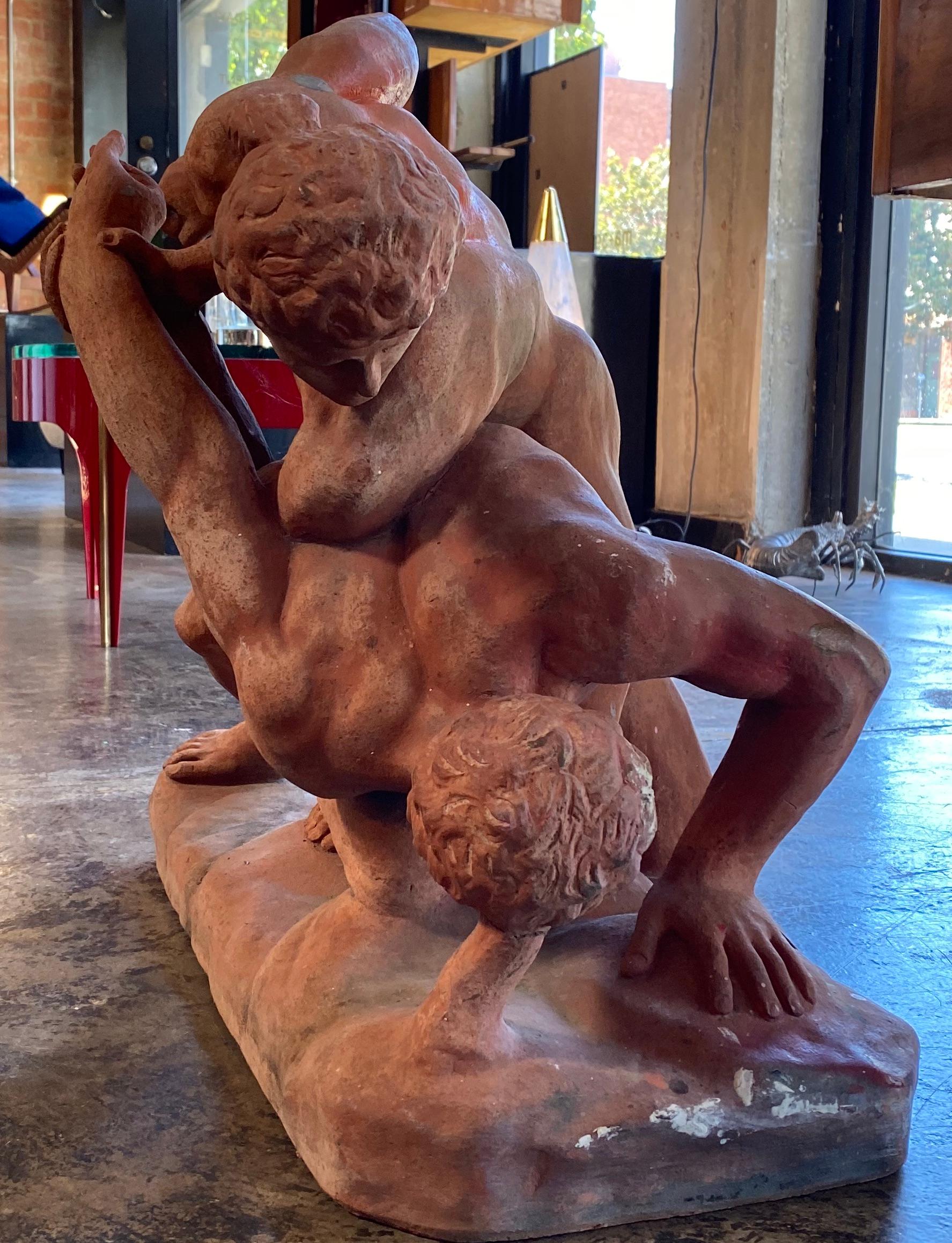 Italian Terracotta Sculpture of the Uffizi Wrestlers by Vincenzo Vela