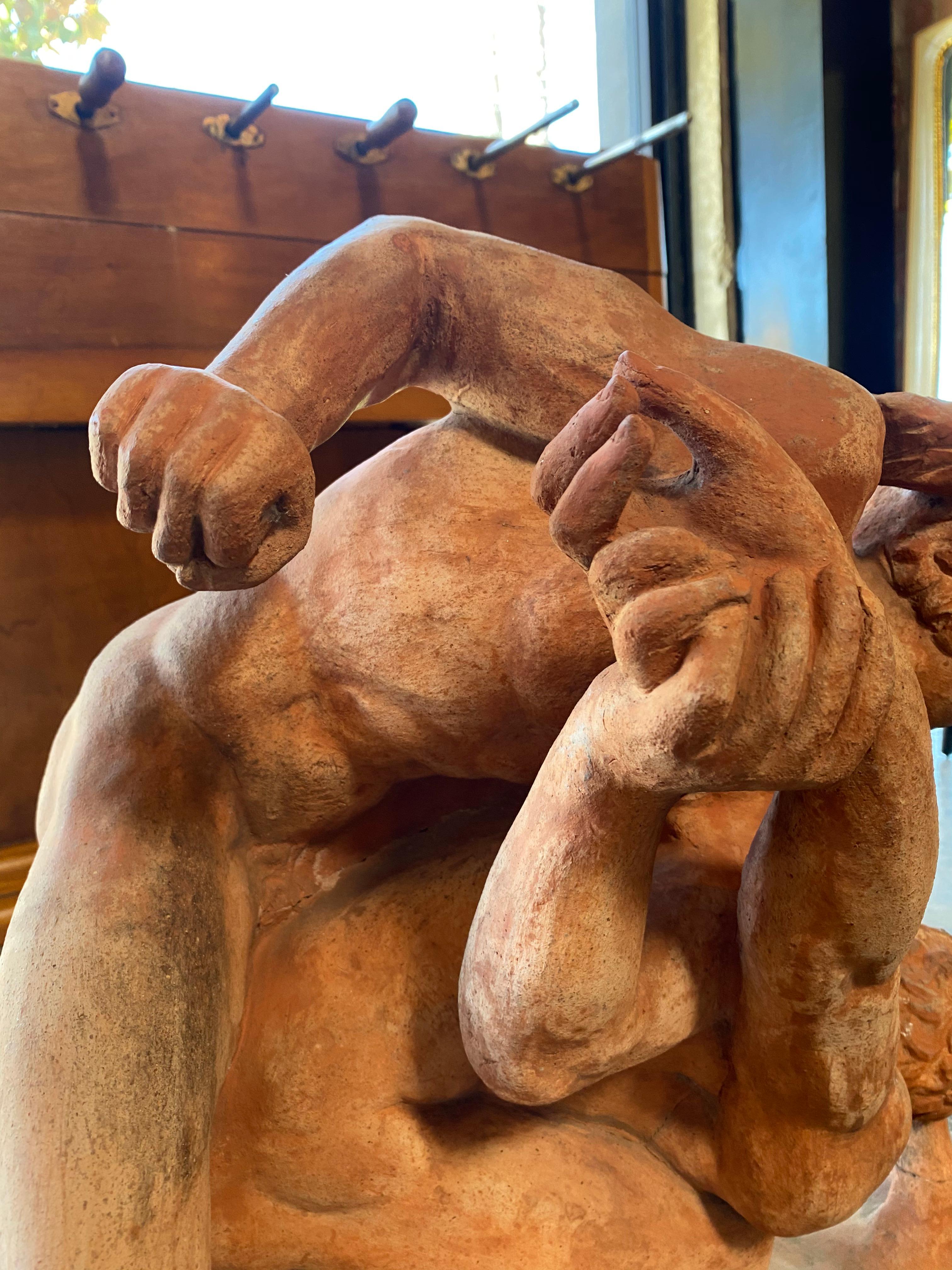 Terracotta Sculpture of the Uffizi Wrestlers by Vincenzo Vela 2