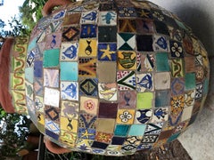 Terracotta Single Garden Vase Urn with Ceramic Tile Mosaic