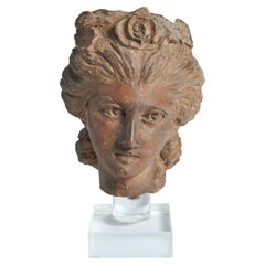 Terra Cotta Statue Fragment Depicting a Classic Woman's Head