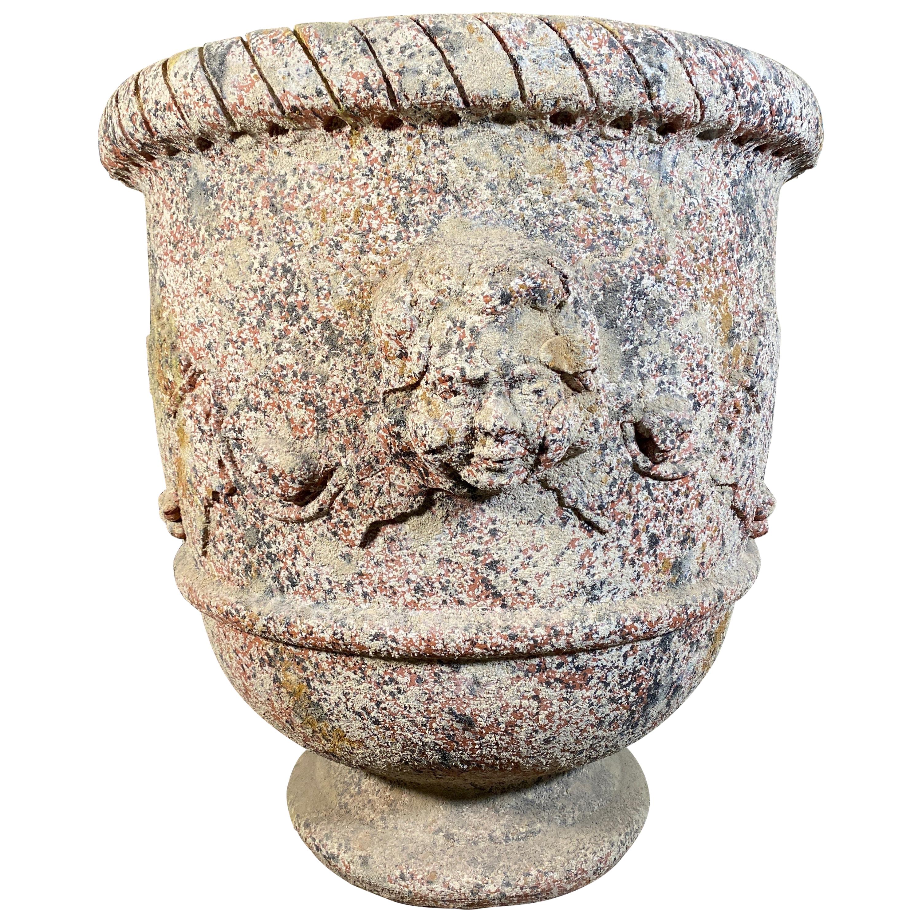 Terracotta Urn with Face For Sale