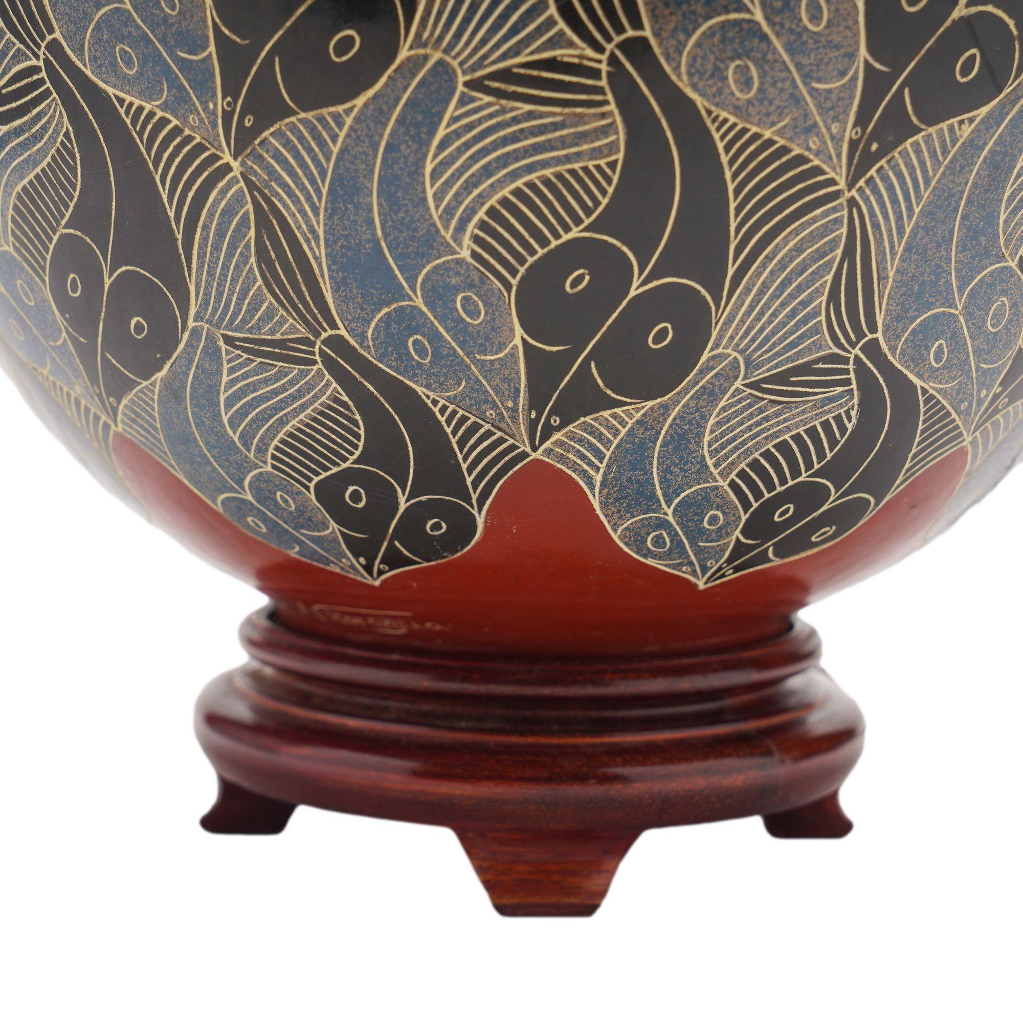 Terracotta Terra cotta vase lamp by Vladimir Norori, c. 1950 For Sale