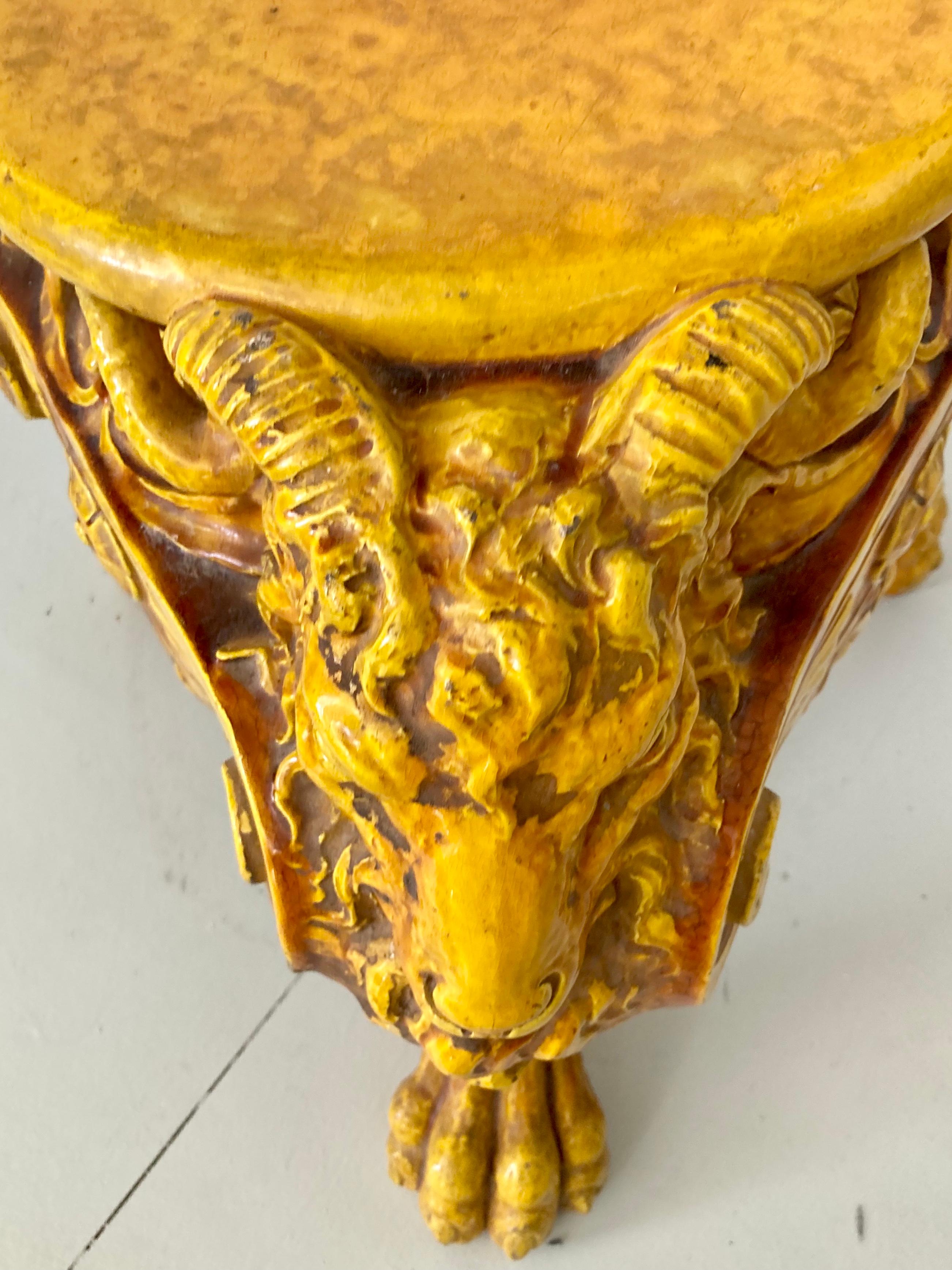 Early 20th Century Terra Cotta Yellow Garden Seat For Sale
