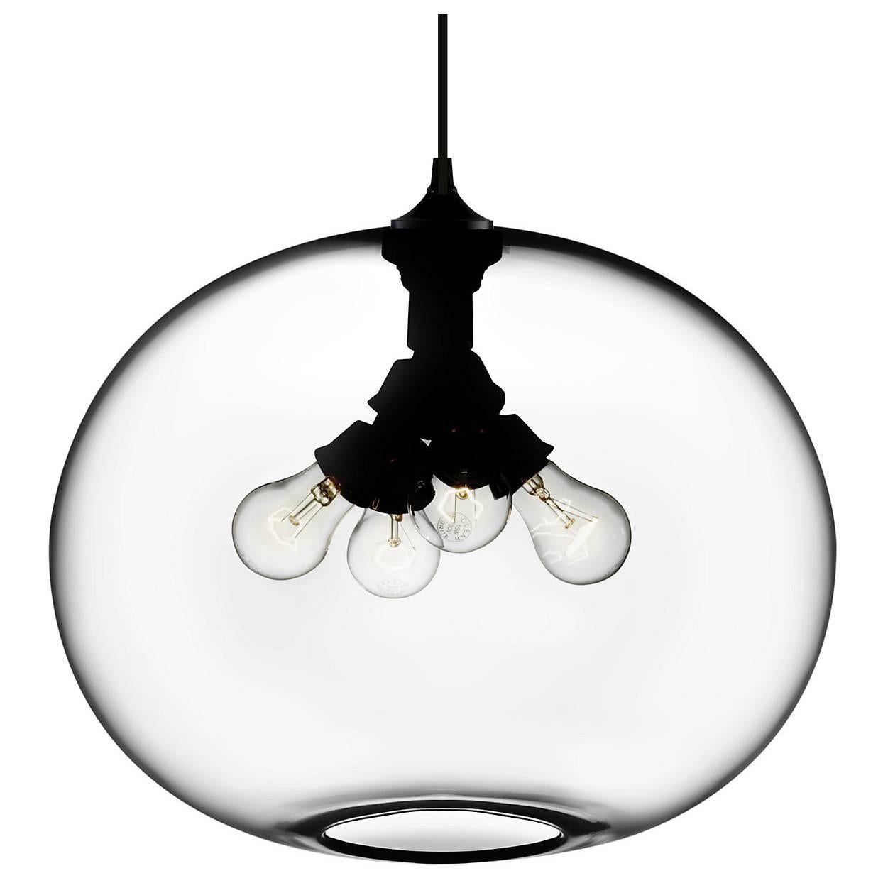 Terra Crystal Handblown Modern Glass Pendant Light, Made in the USA For Sale