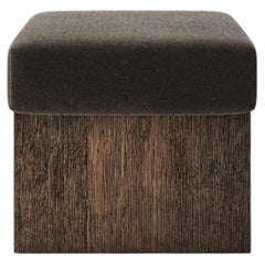 Dot Cube Stool - Upholstered in Brown Taupe Mohair