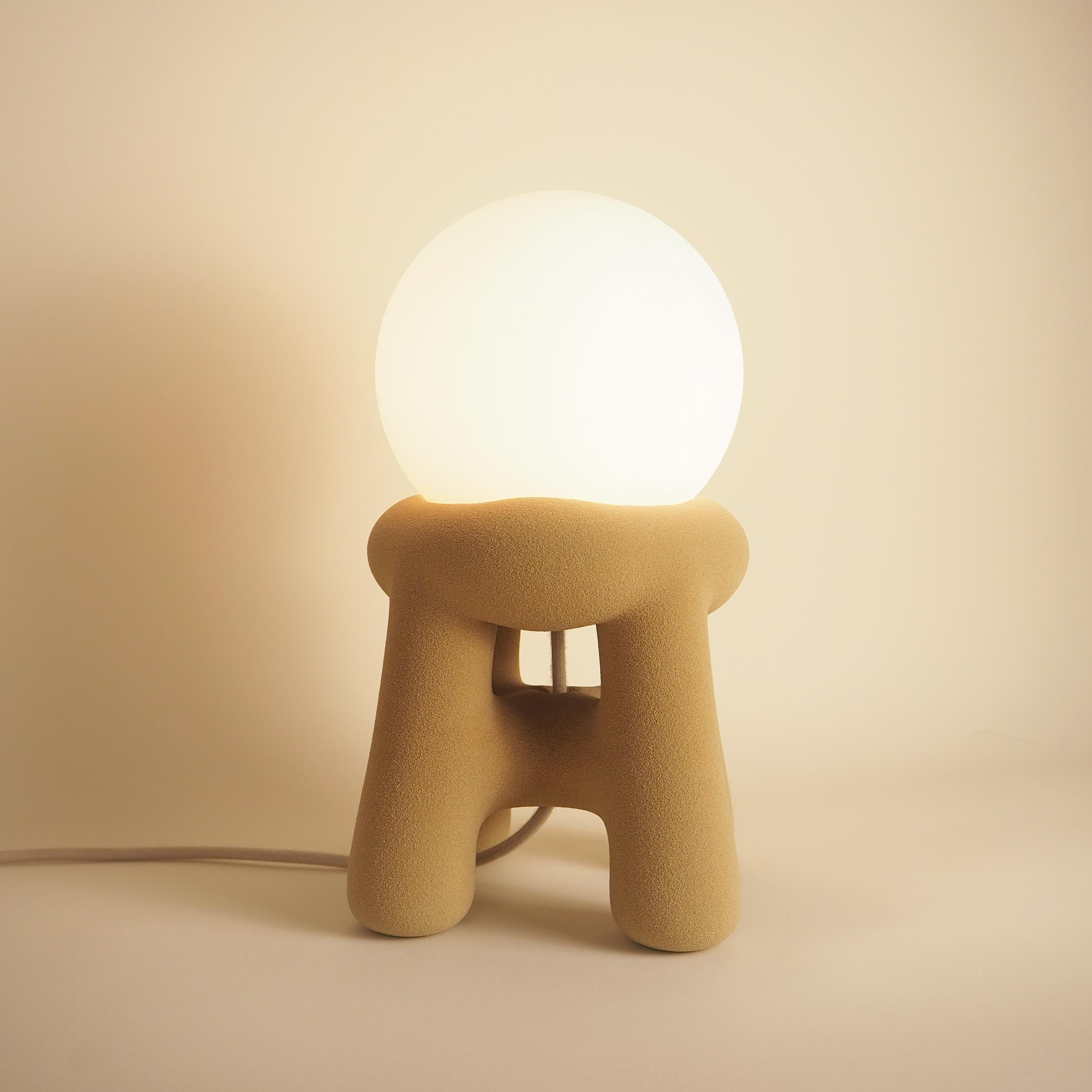 Spanish Spherical Top, Organic Four-Legged Base Quartz Sand Floor Lamp by Luis Gimeno For Sale