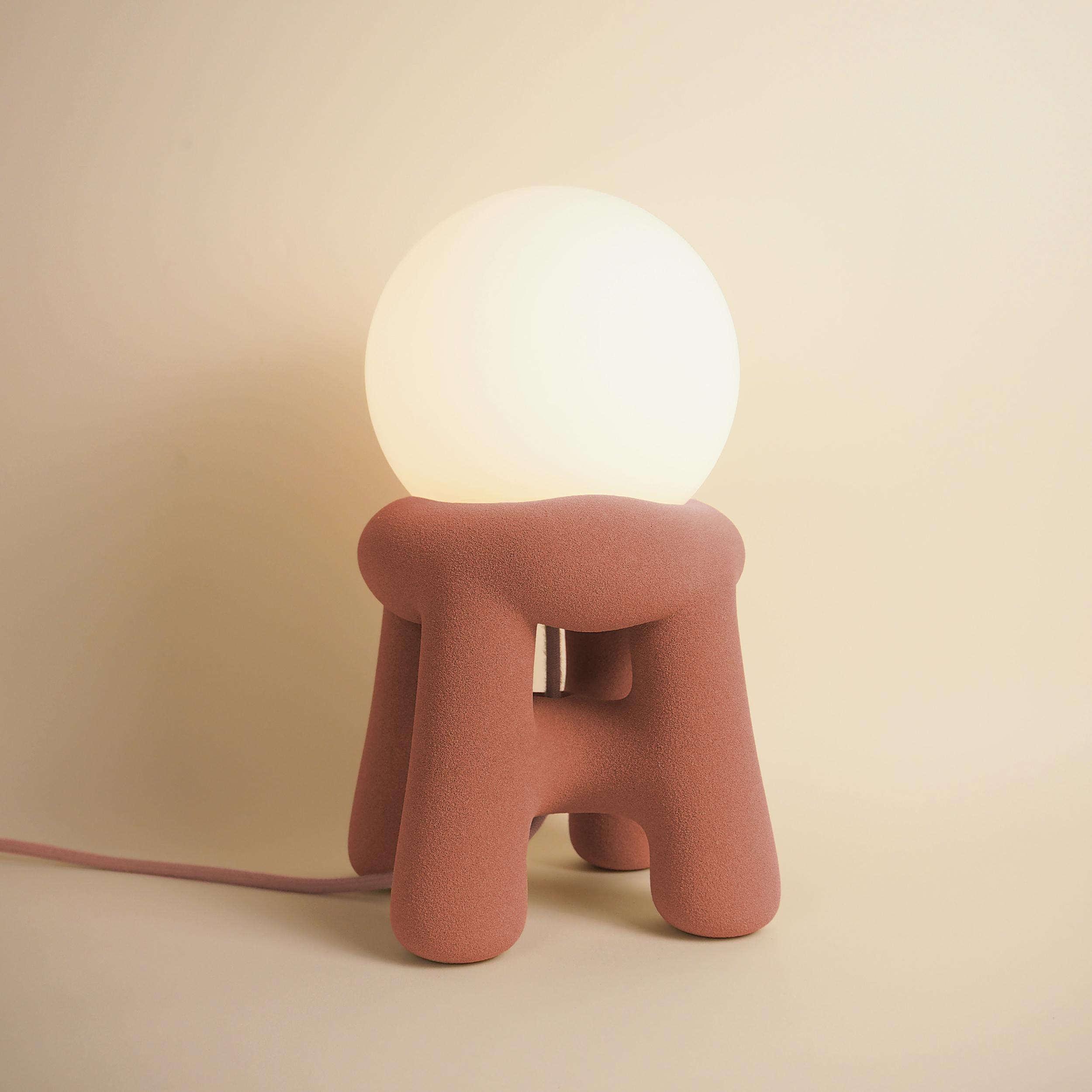 Contemporary Spherical Top, Organic Four-Legged Base Quartz Sand Floor Lamp by Luis Gimeno For Sale
