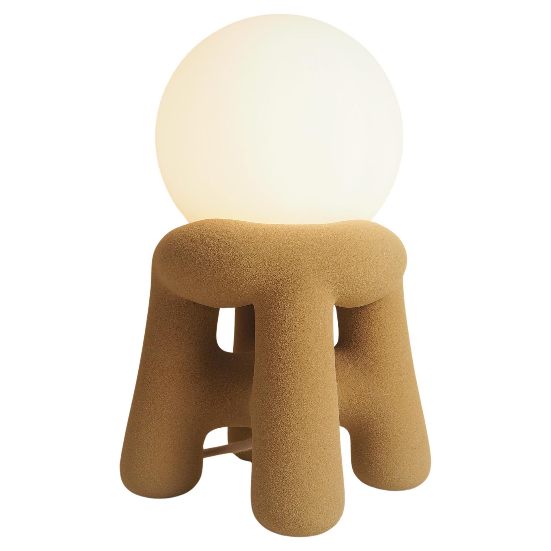 Spherical Top, Organic Four-Legged Base Quartz Sand Floor Lamp by Luis Gimeno