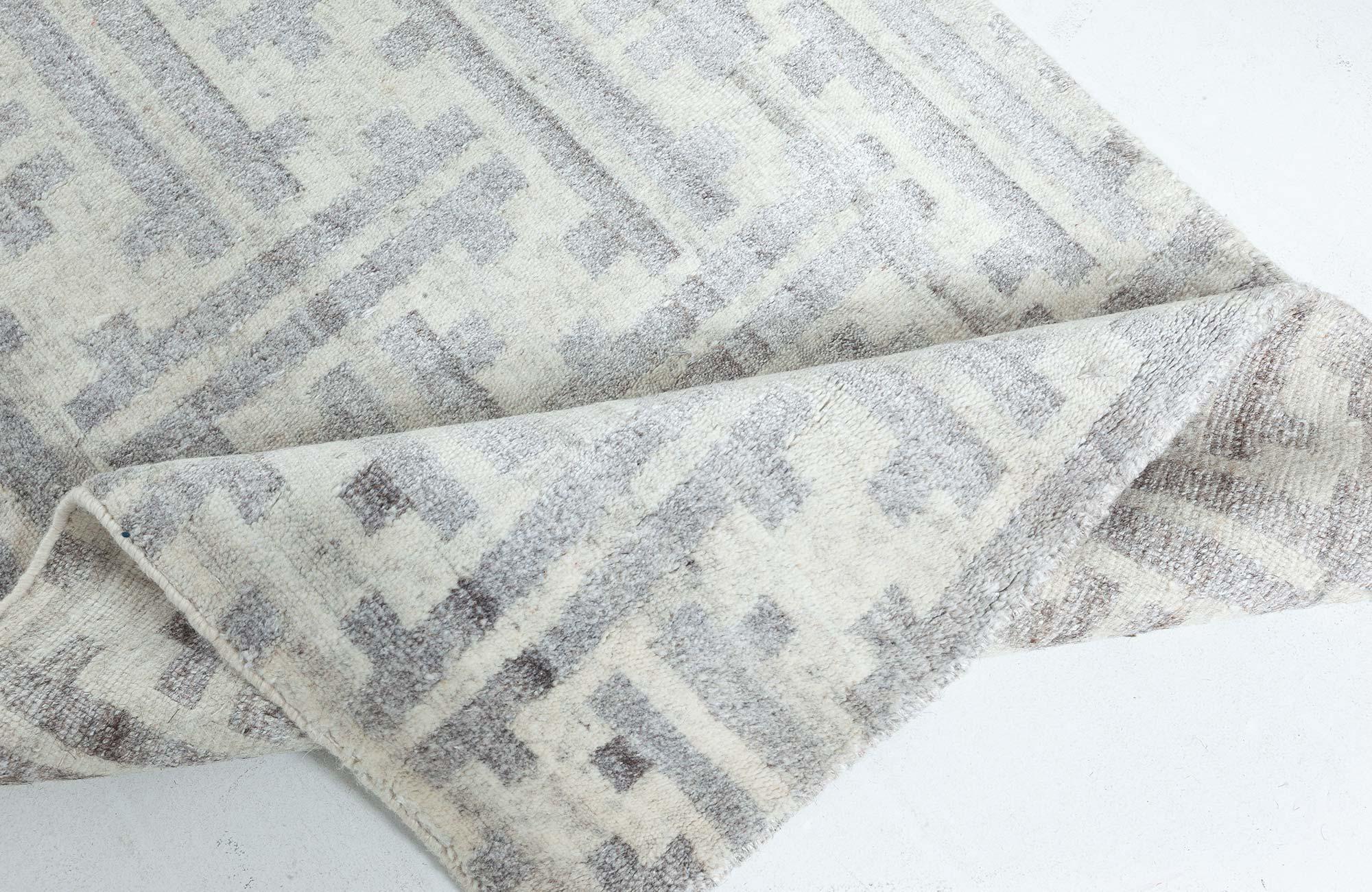 Contemporary Terra Geometric Runner by Doris Leslie Blau For Sale