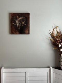 "Echoes of Life" - Realist Animal Skull Portrait, Oil Painting on Wood