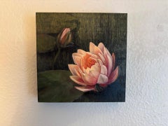 "Floating Bloom" - Contemporary Water Lily Still Life Oil Painting, 2026