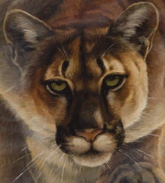 "Cazador silencioso" - Pintura al óleo de animales sobre madera (2025)