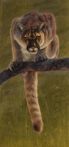 "Cazador silencioso" - Pintura al óleo de animales sobre madera (2025)