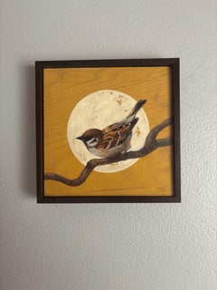 "Passero" - Pittura animale a olio su Wood